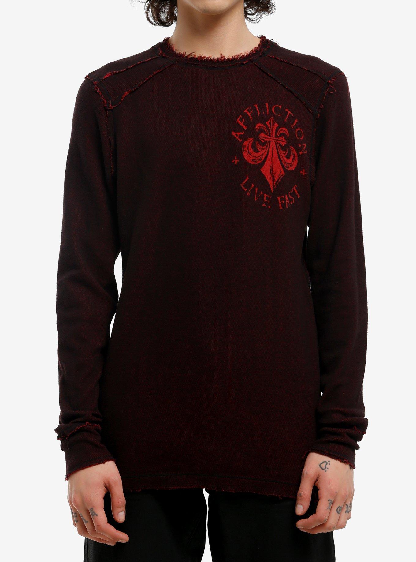 Affliction Reversible Thermal Long-Sleeve Top, BLACK, alternate