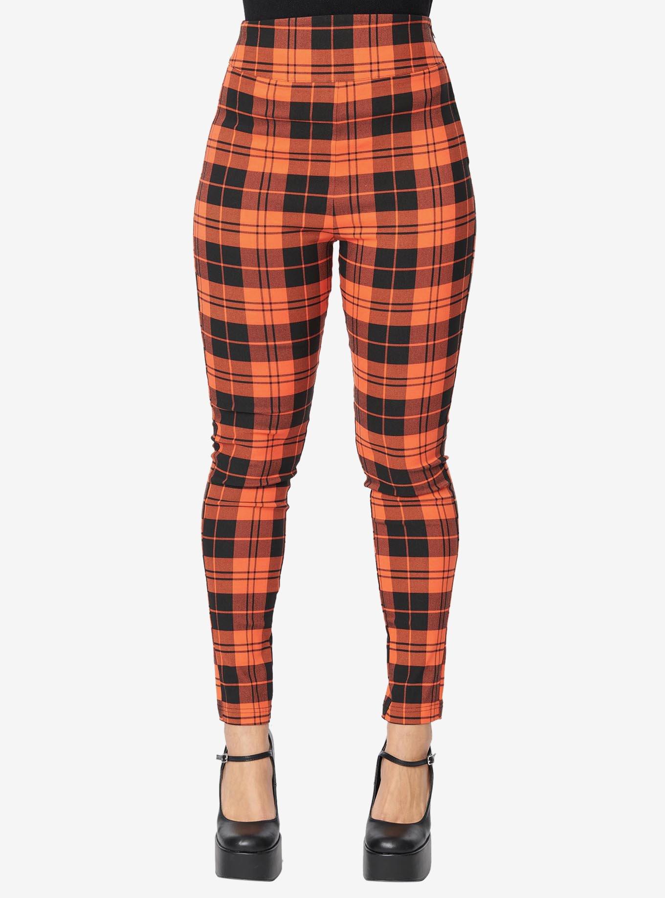 Unique Vintage Orange Plaid Rizzo Cigarette Pants, , hi-res
