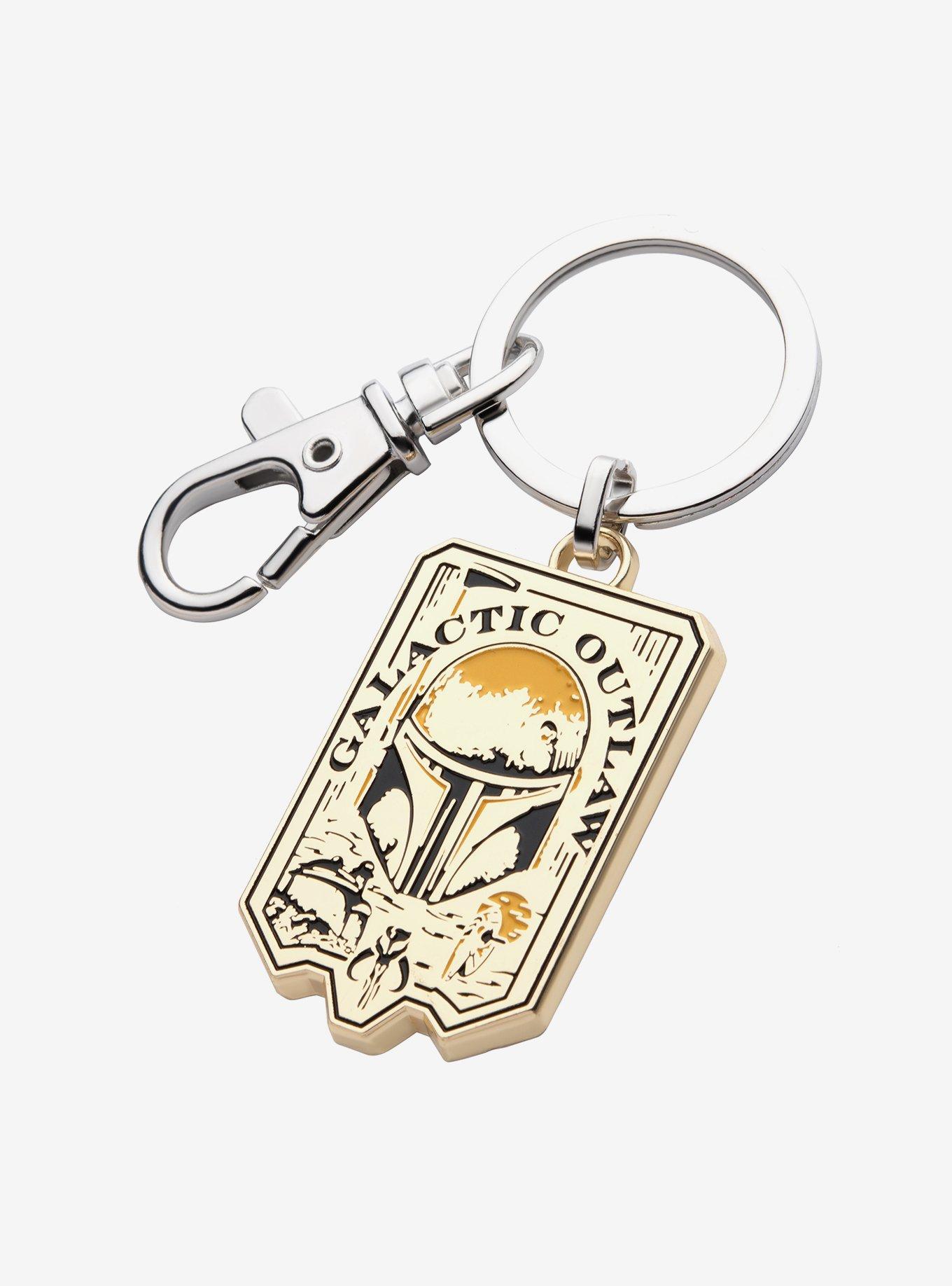 Star Wars Boba Fett Galactic Outlaw Badge Keychain, , hi-res
