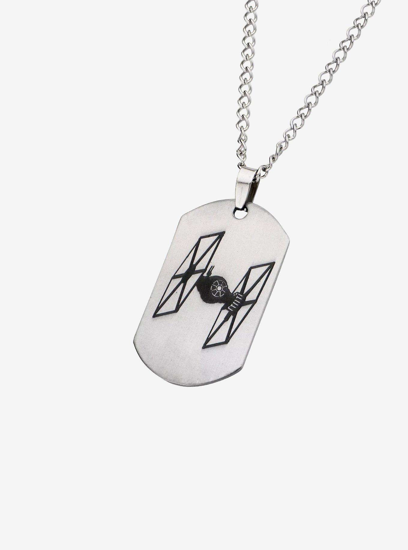 Star Wars Episode 7 Tie Fighter Laser Etched Dog Tag Pendant Necklace, , hi-res