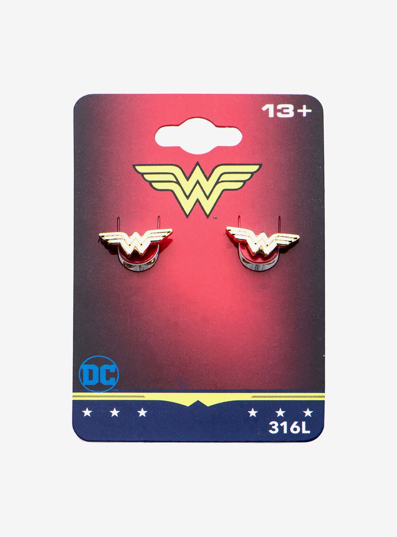 DC Comics Wonder Woman Logo Stud Earrings, , hi-res