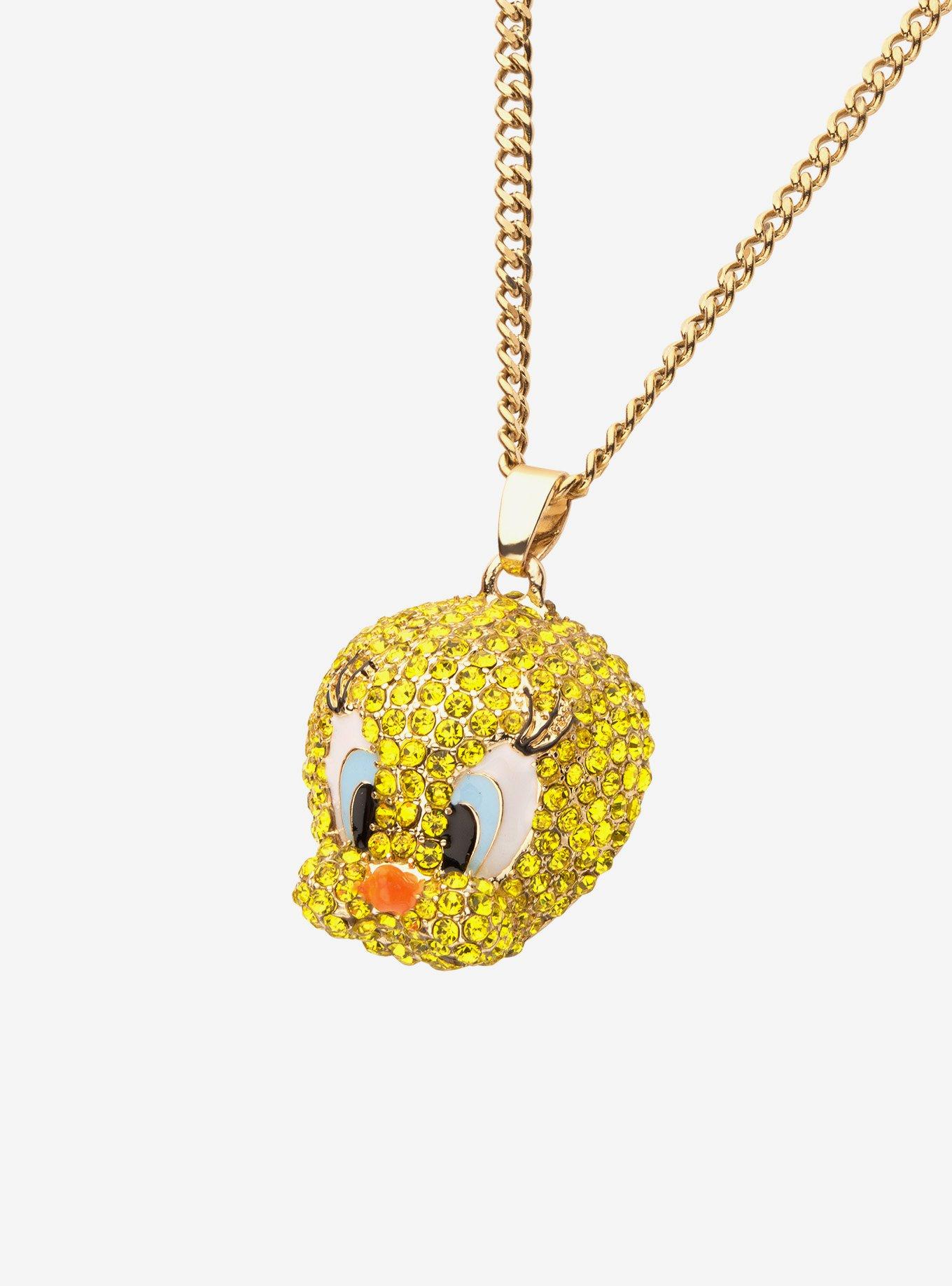 Looney Tunes Tweety Bird Gold Plated Bling Pendant Necklace, , hi-res