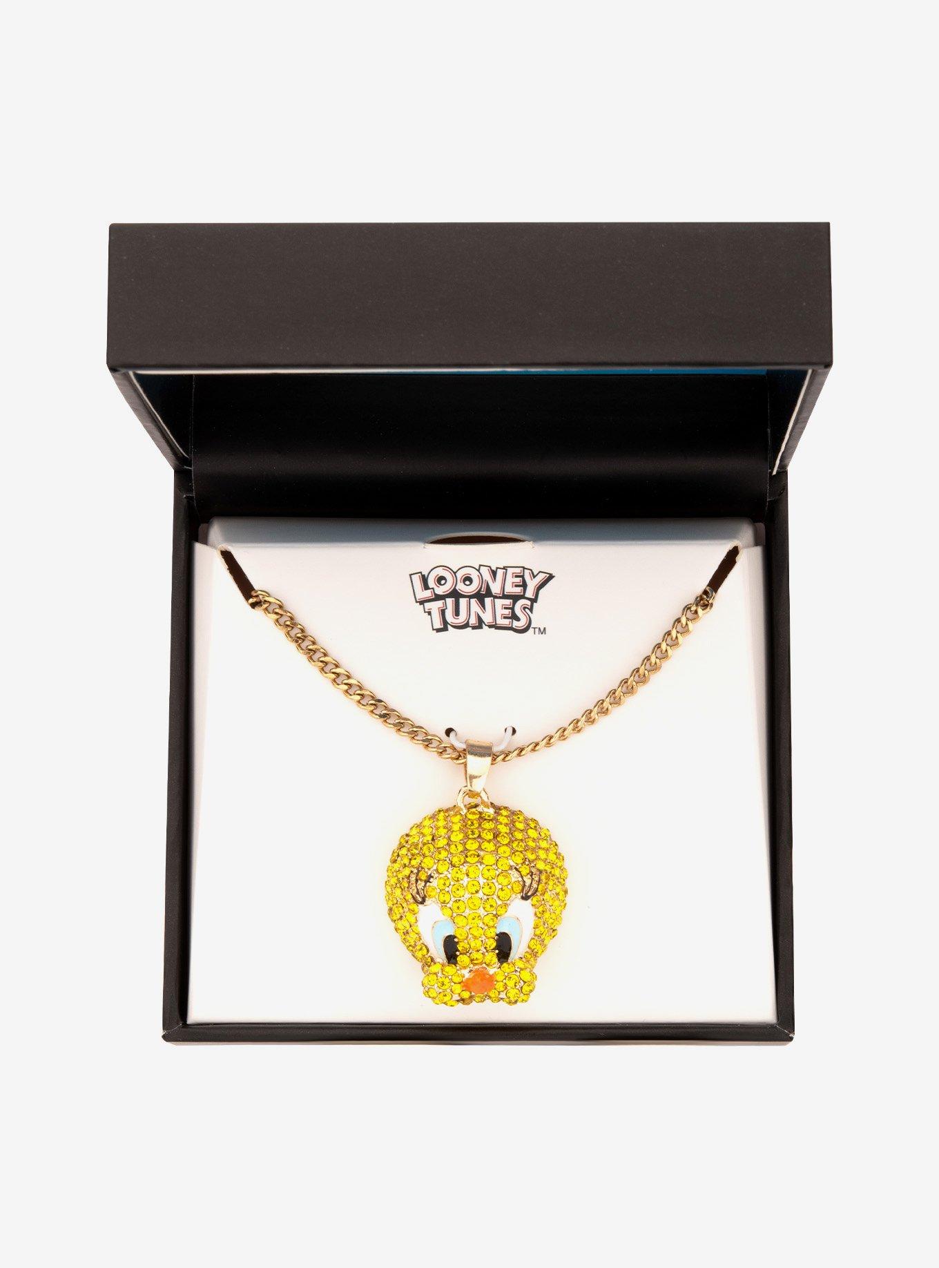 Looney Tunes Tweety Bird Gold Plated Bling Pendant Necklace, , alternate
