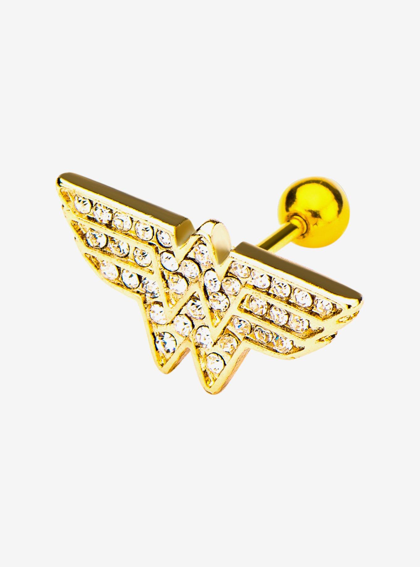 DC Comics Wonder Woman with Clear CZ Cartilage Earrings, , hi-res