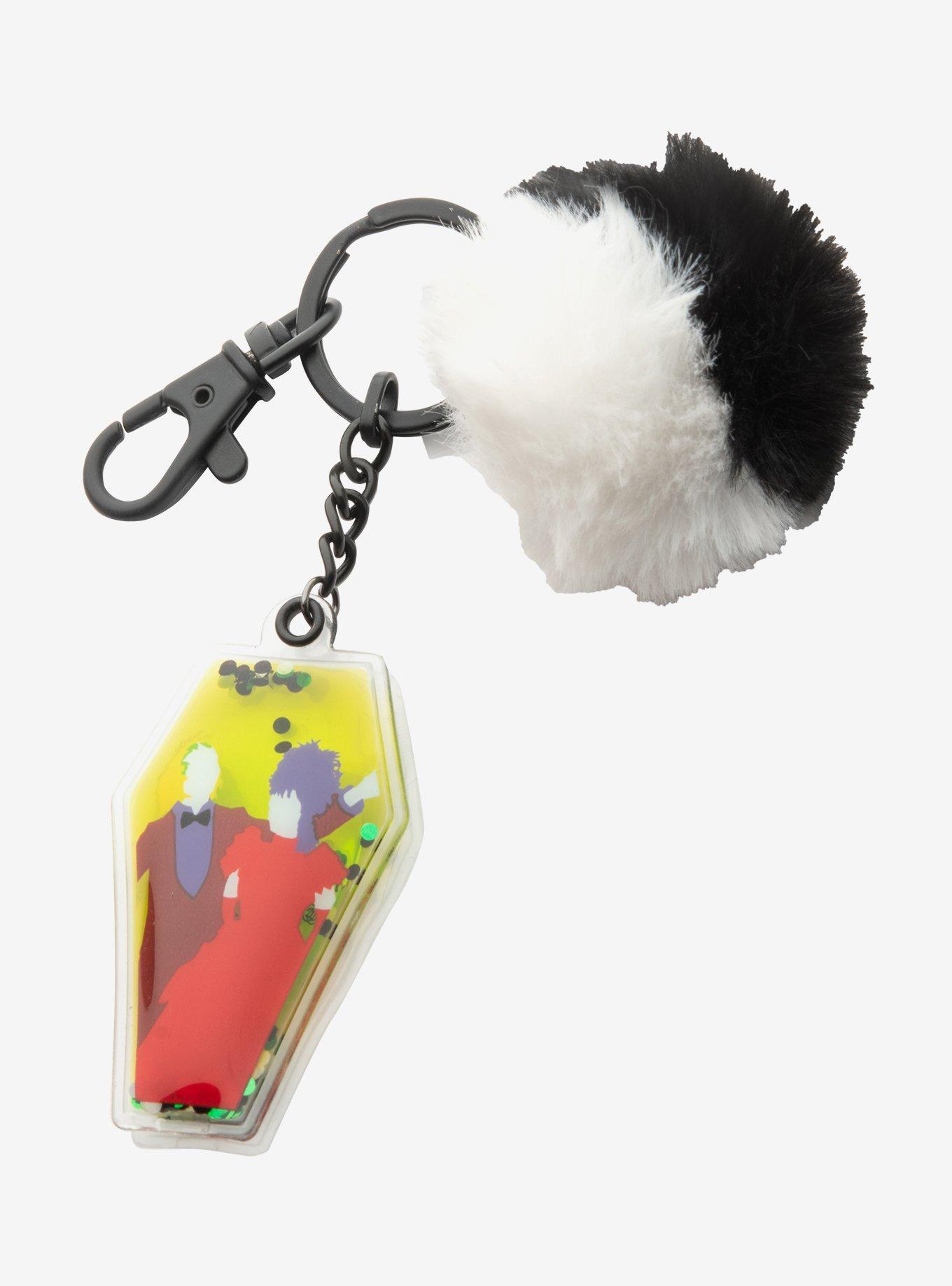 Beetlejuice Squish Glitter Pompom Key Chain, , hi-res