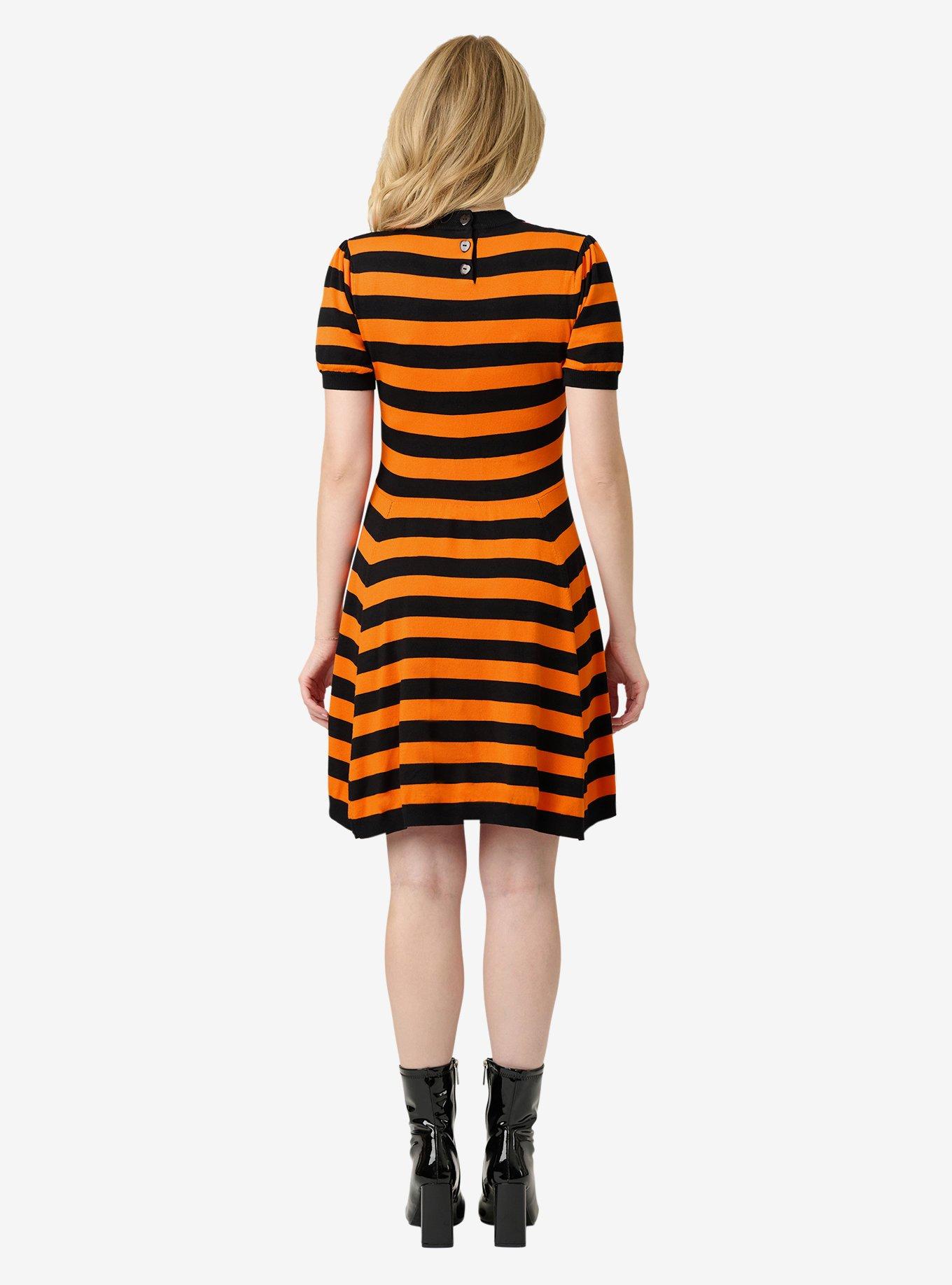 Smak Parlour Orange/Black Sweater Dress W/Heart Cutout, , hi-res