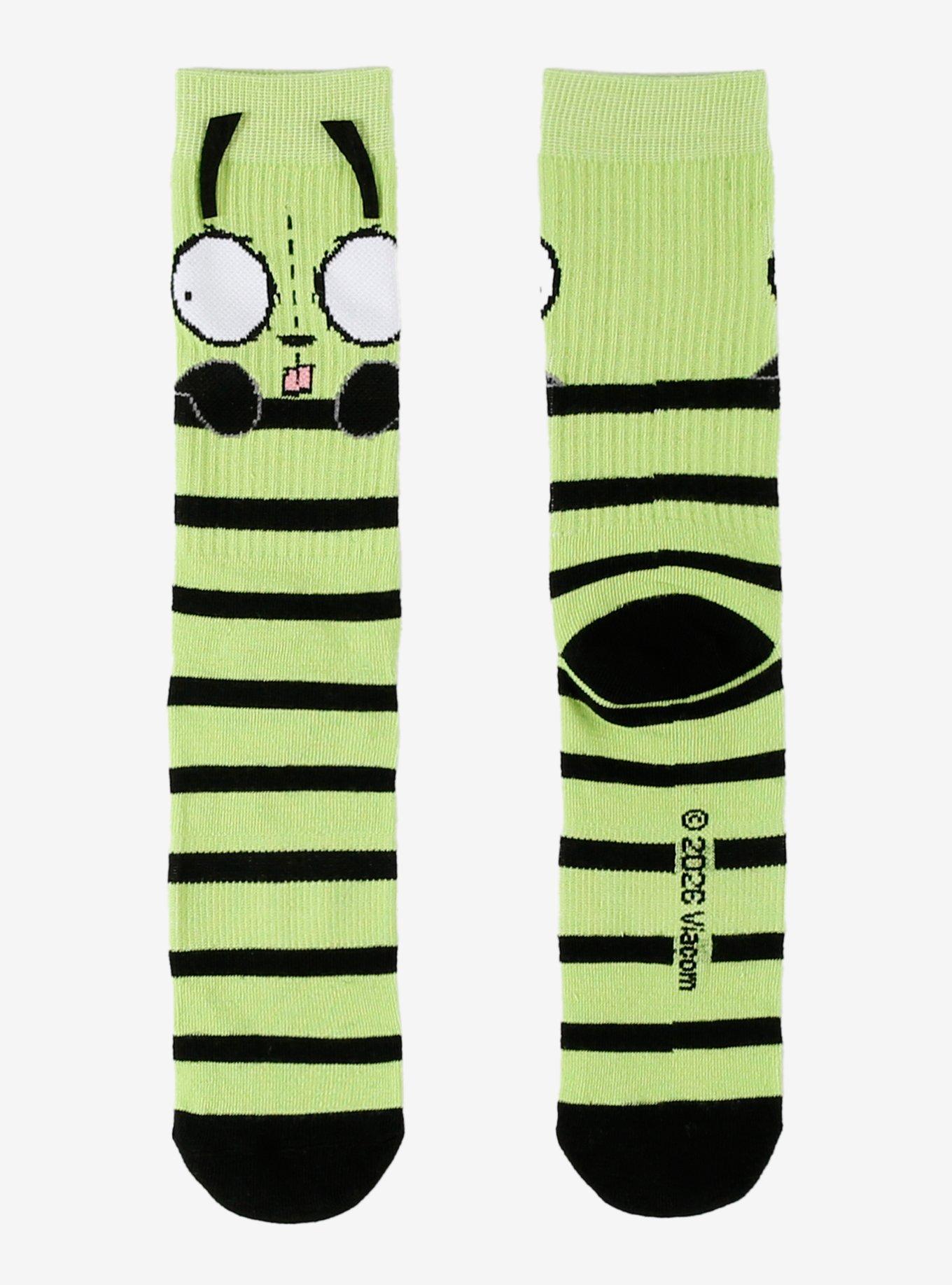 Invader Zim GIR Peeking Stripe Crew Socks, , hi-res