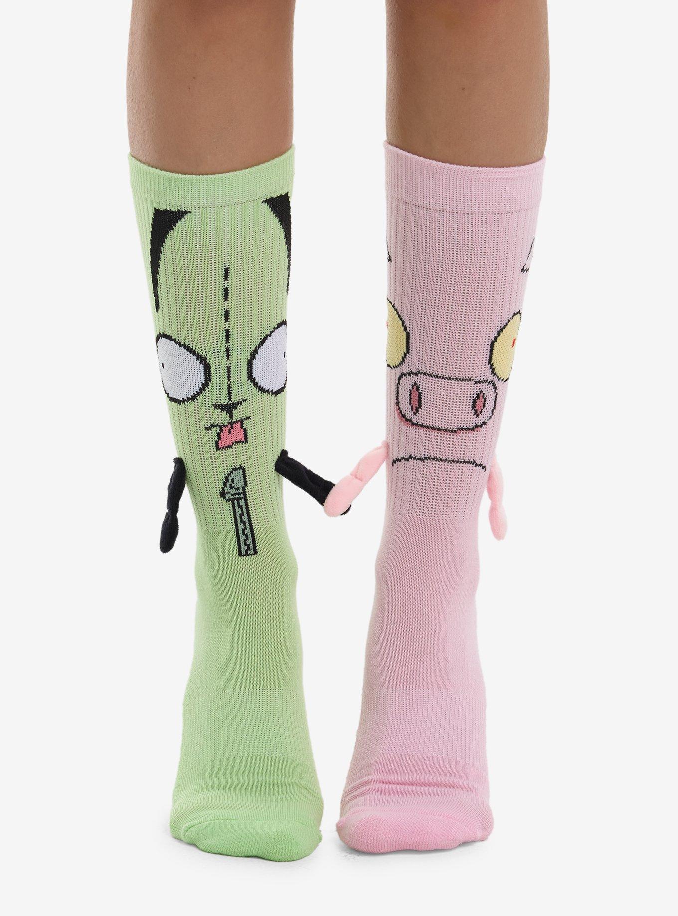 Invader Zim GIR & Pig Magnetic Arms Mismatch Crew Socks, , hi-res