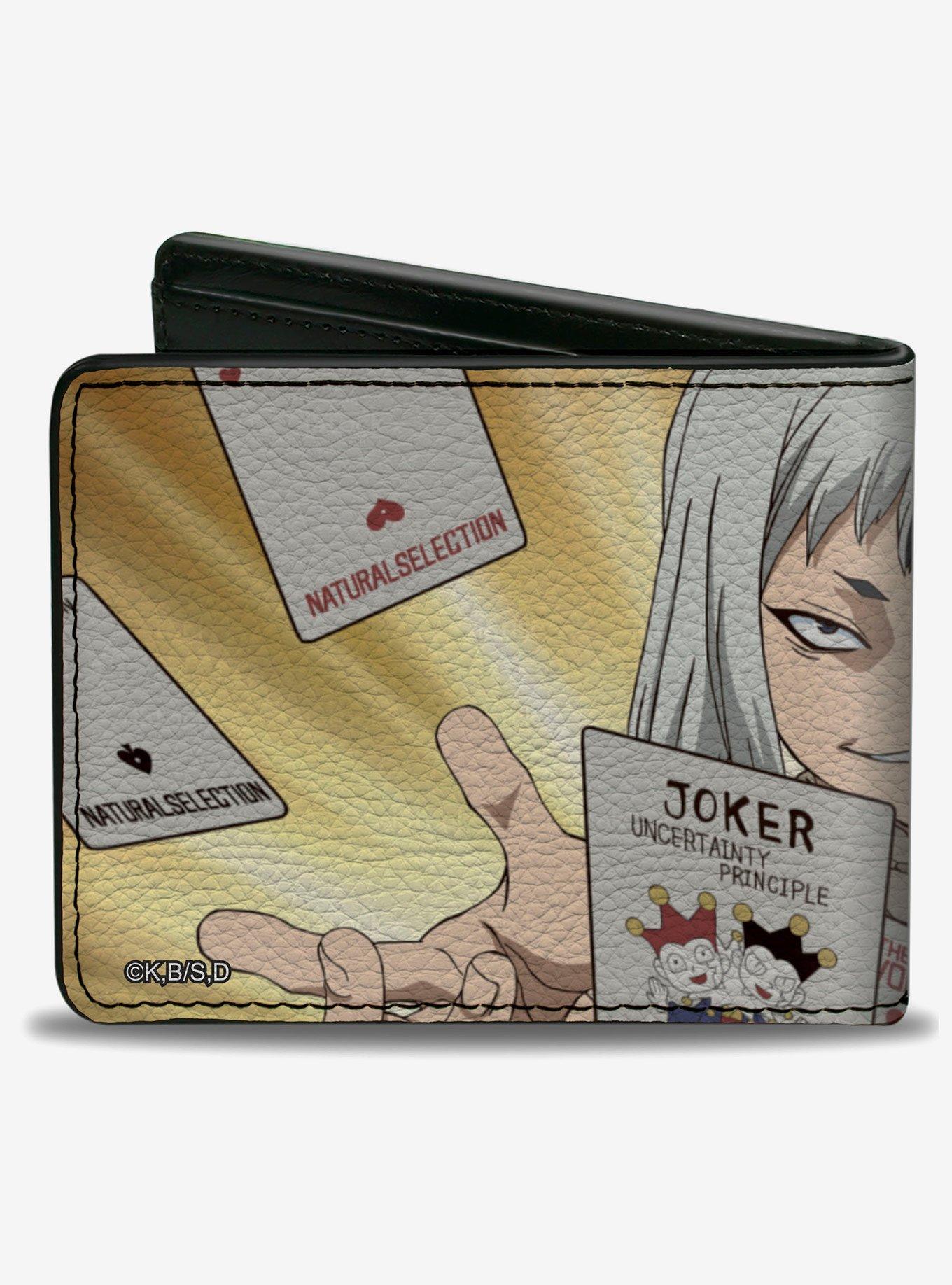 Dr. Stone Gen Asagiri Cards Pose and Title Logo Bifold Wallet, , hi-res