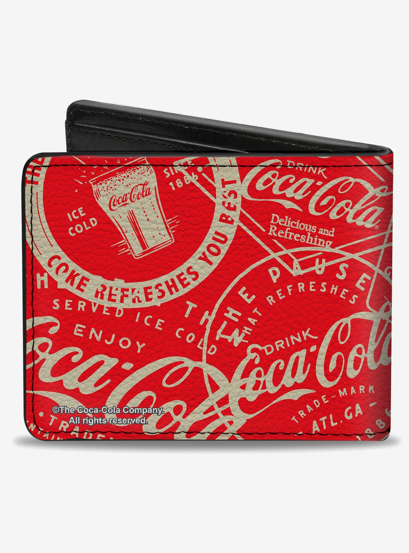 Coca-Cola Vintage Coca Cola Coke Icons and Ad Logos Bifold Wallet, , hi-res