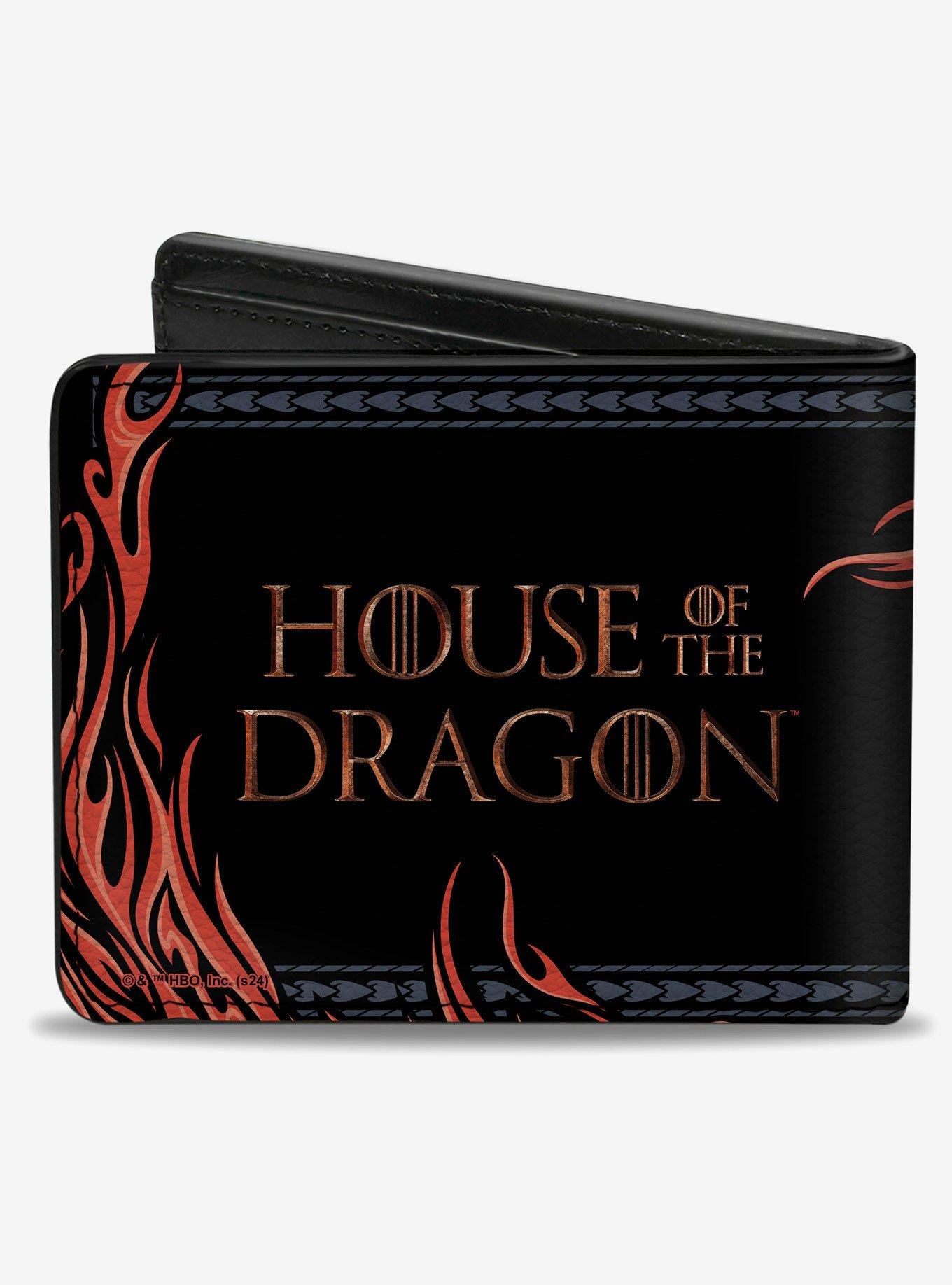 House of the Dragon Dragon Pose with Flames and Logo Bifold Wallet, , hi-res