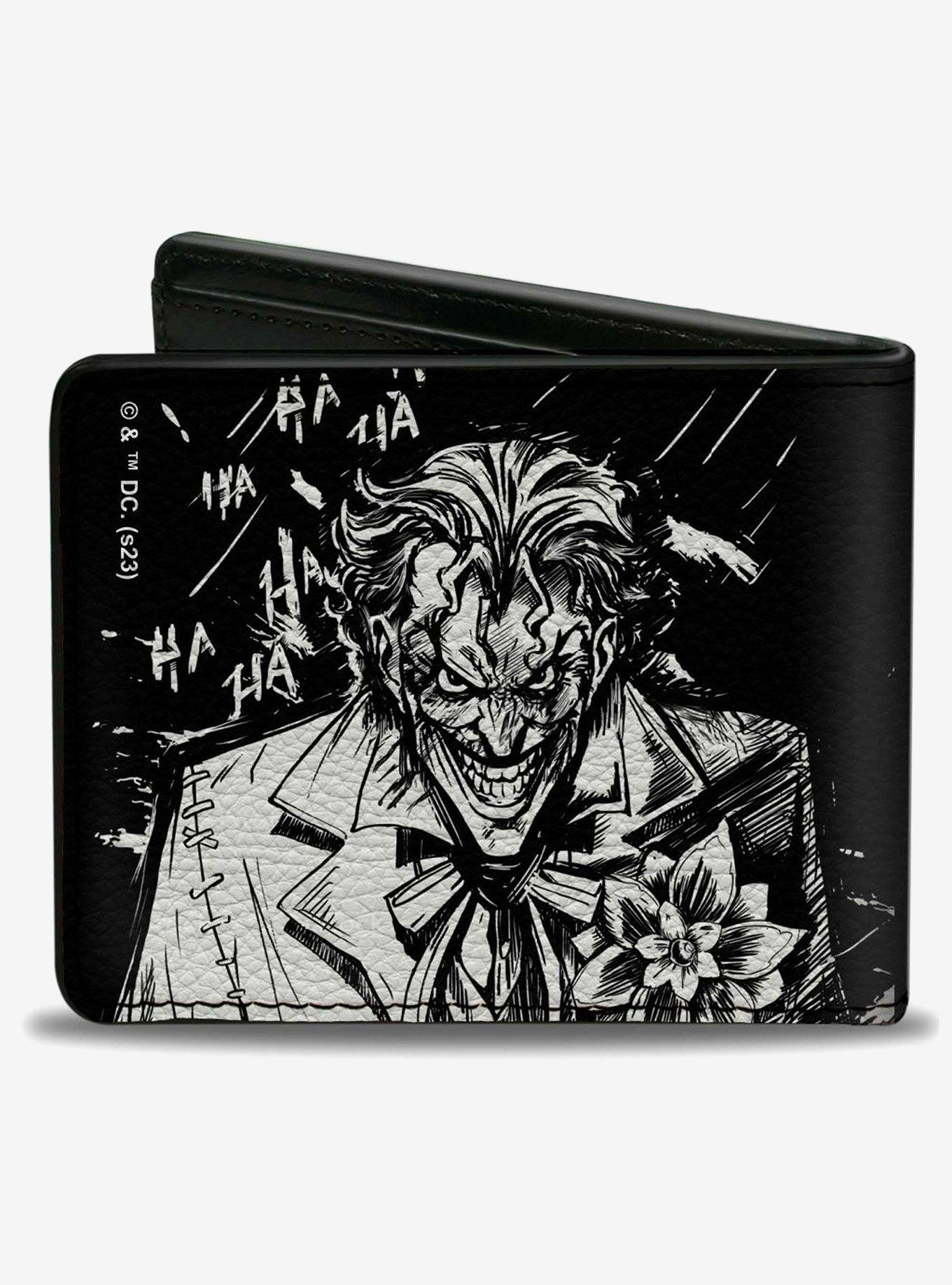DC Comics Batman the Dark Knight and Joker Smiling Sketch Poses Bifold Wallet, , hi-res
