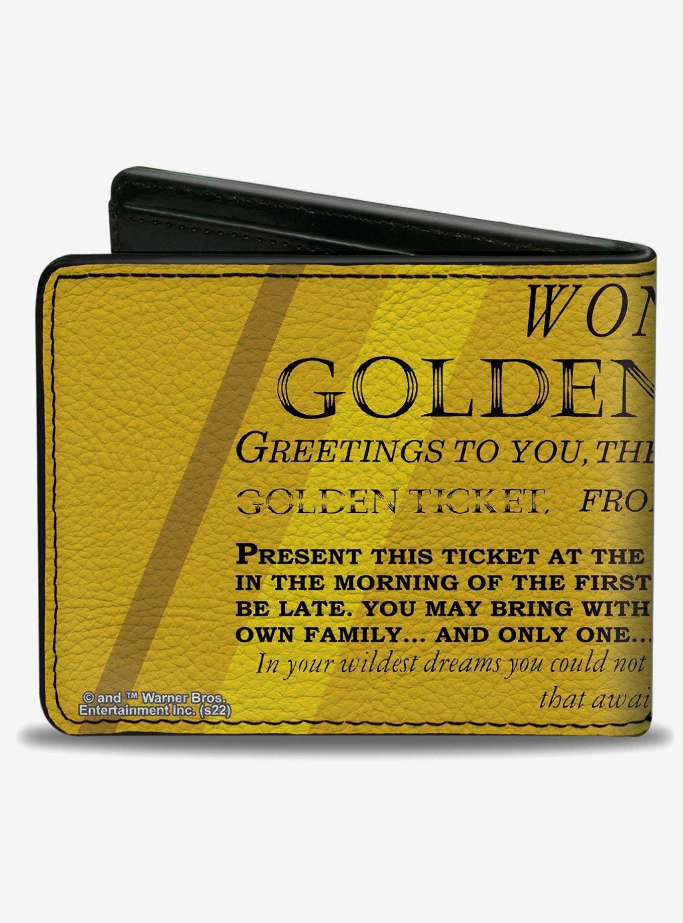 Willy Wonka and the Chocolate Factory Golden Ticket Text Bifold Wallet, , hi-res