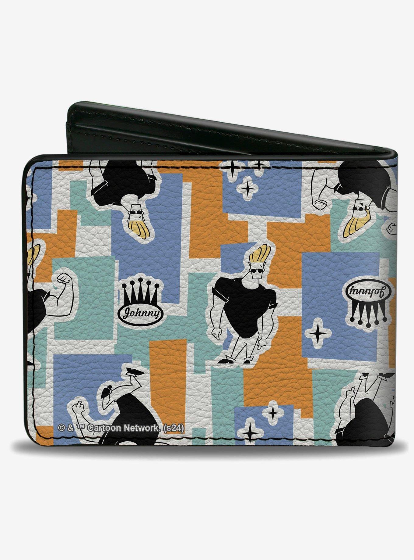 Johnny Bravo Poses and Icon Collage Blocks Bifold Wallet, , hi-res