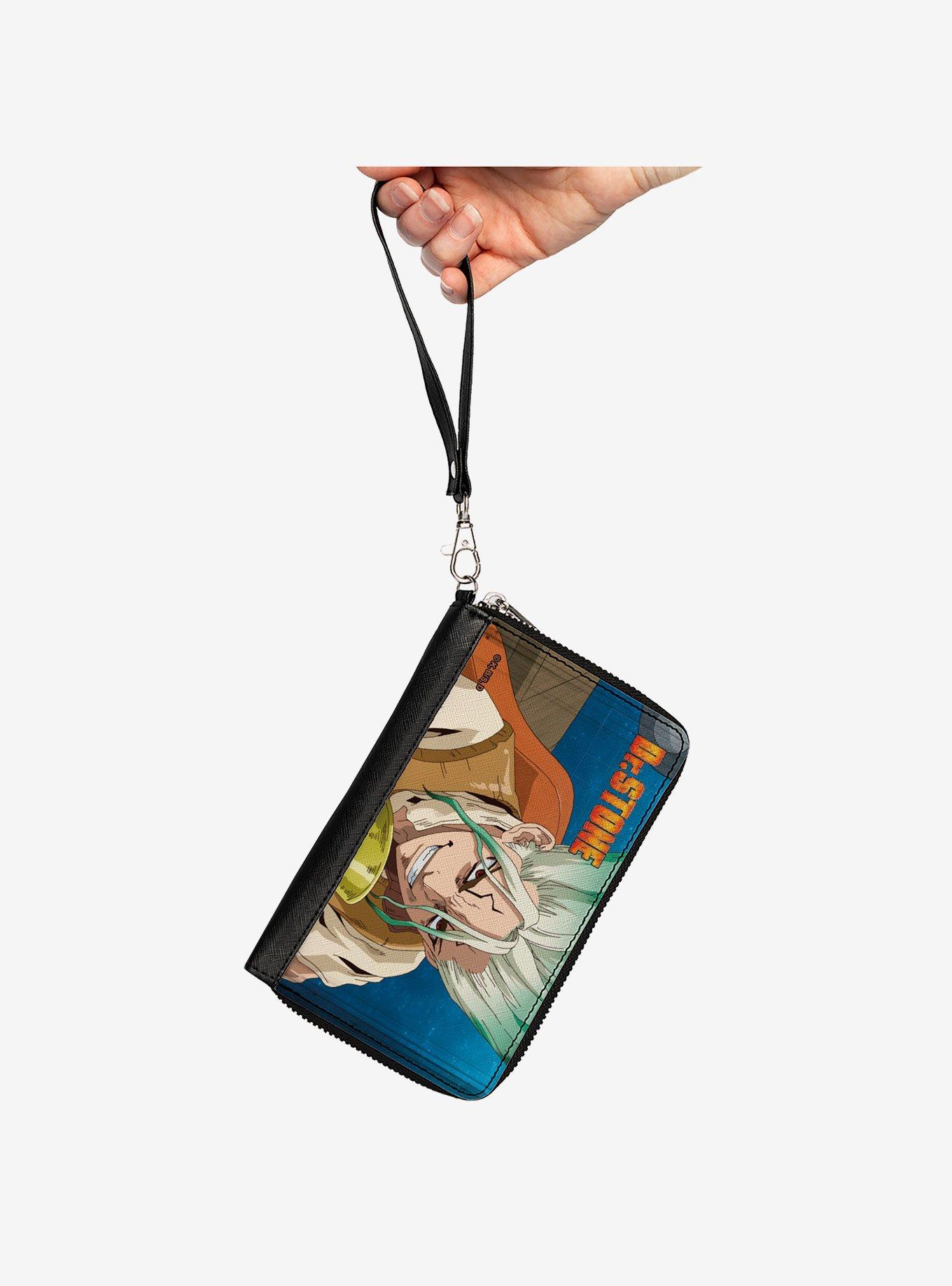 Dr. Stone Senku Ishigami Grinning Pose and Title Logo Zip Around Wallet, , hi-res