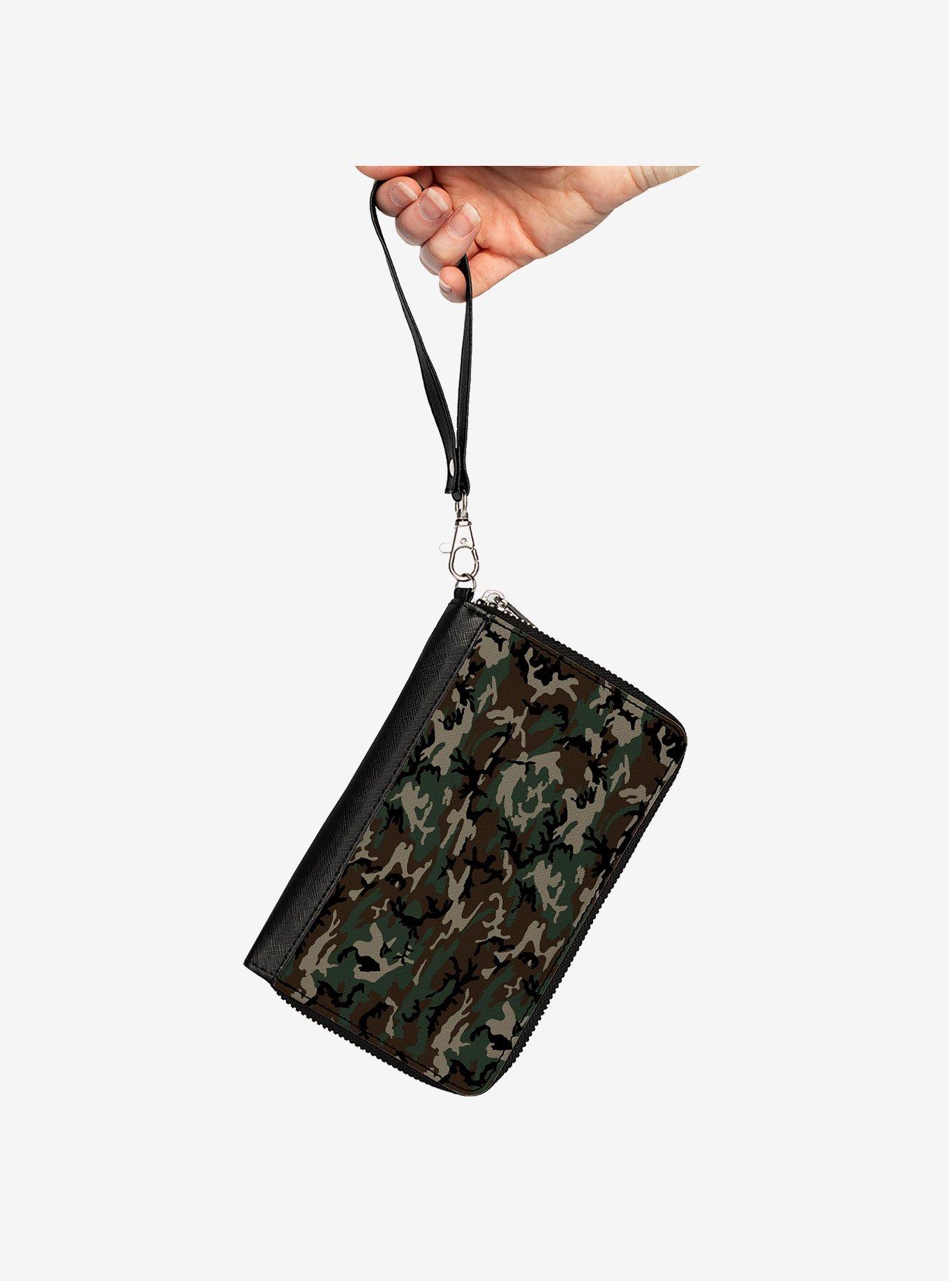 Camo Olive Zip Around Wallet, , hi-res