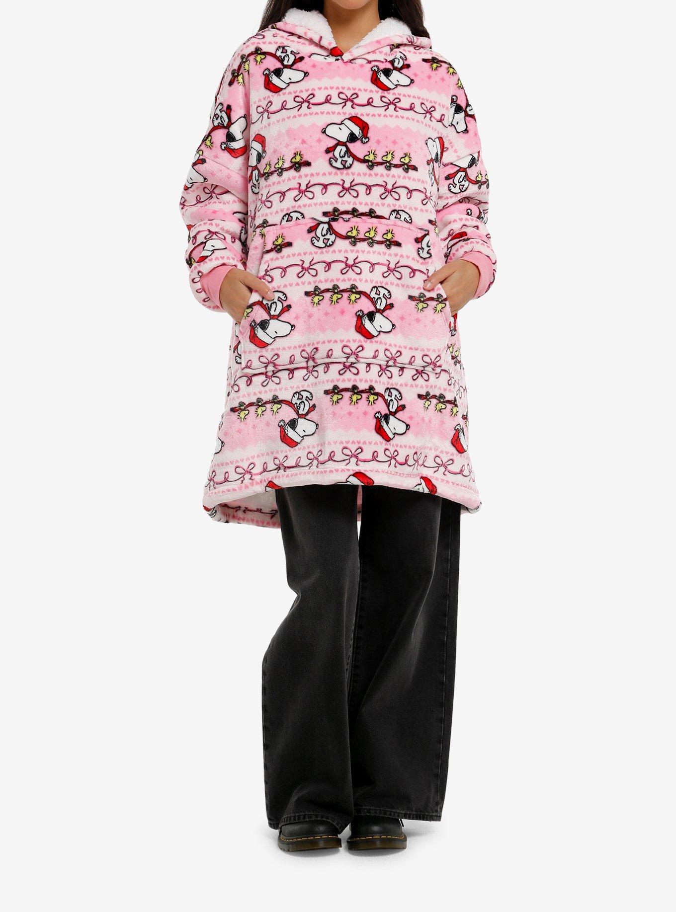 Peanuts Snoopy Fair Isle Holiday Fuzzy Oversized Hoodie, , hi-res