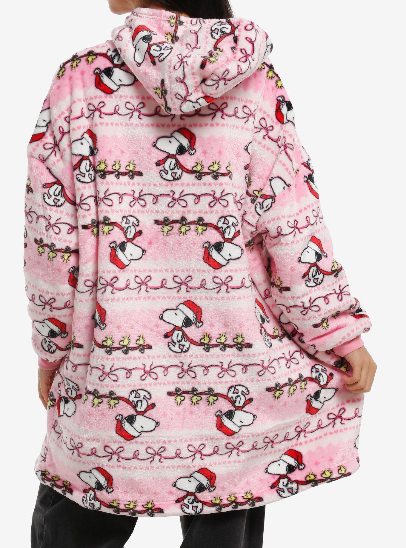 Peanuts Snoopy Fair Isle Holiday Fuzzy Oversized Hoodie, , alternate