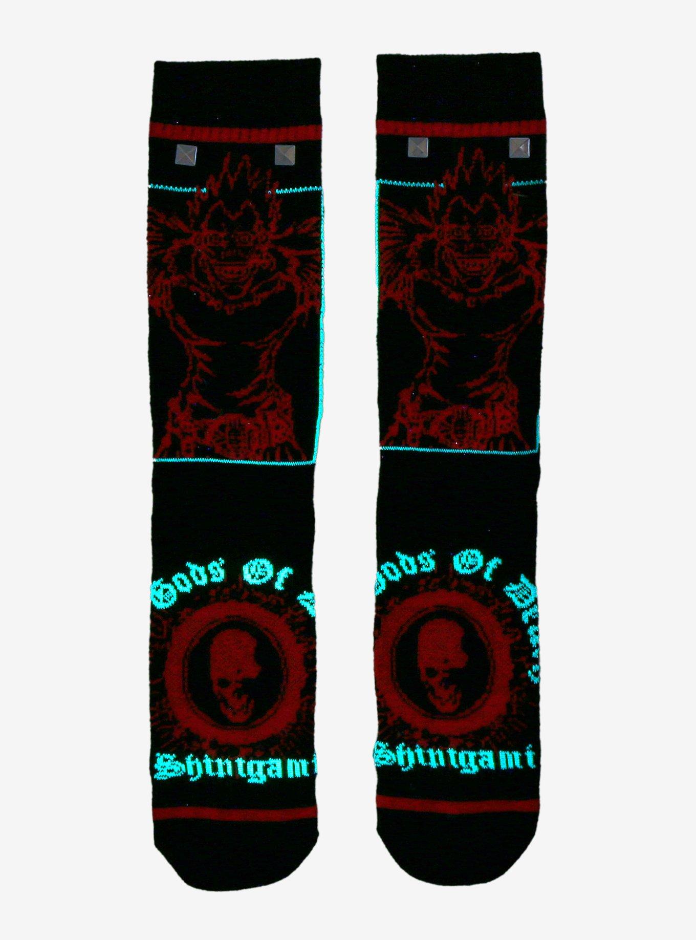 Death Note Ryuk Stud UV Light Crew Socks, , hi-res