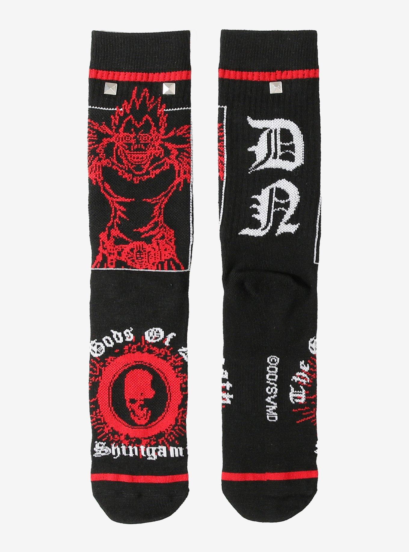 Death Note Ryuk Stud UV Light Crew Socks, , alternate