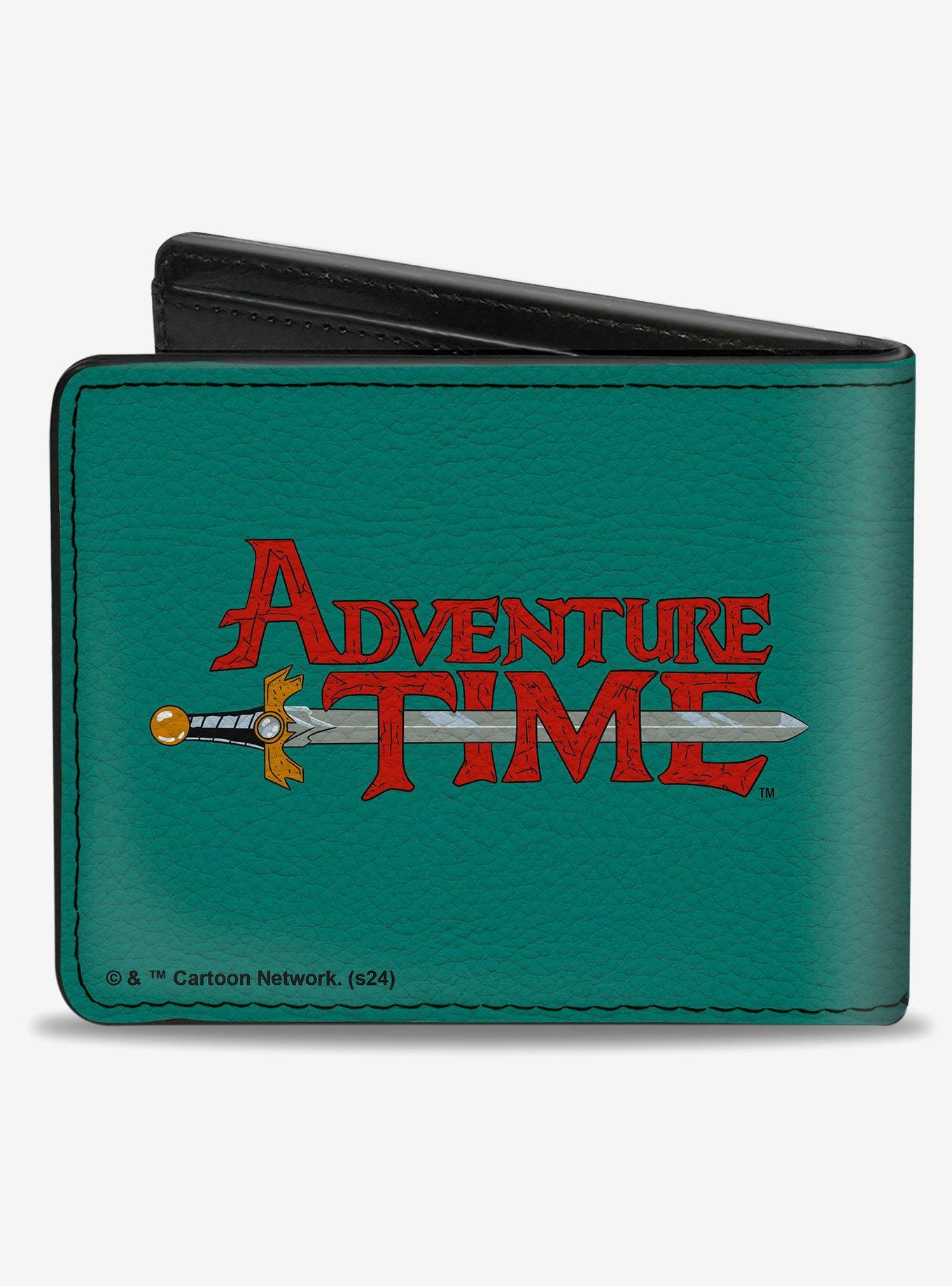 Adventure Time Title Logo and BMO Smiling Face Teal Bifold Wallet, , hi-res