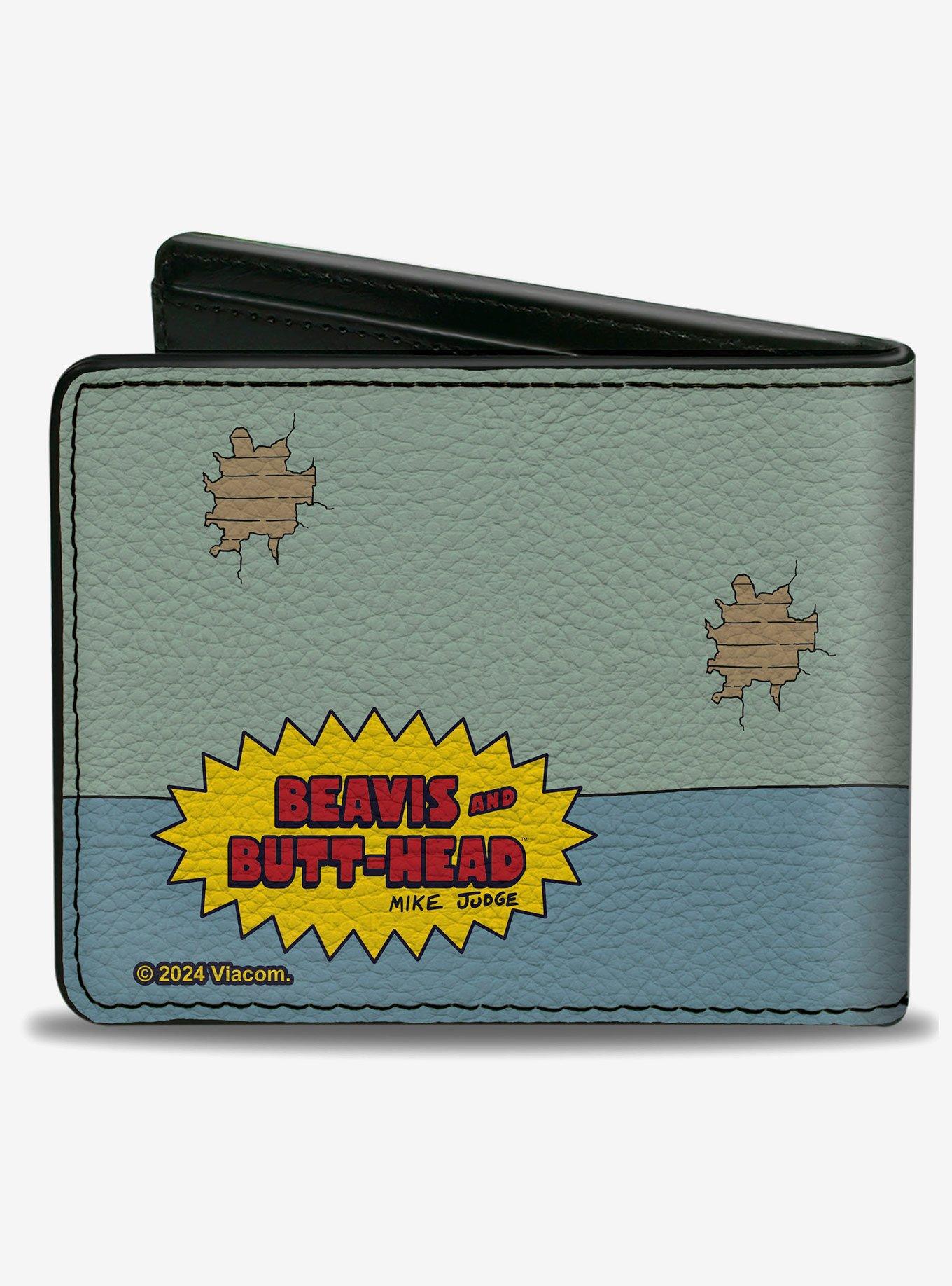 MTV Beavis and Butt Head Living Room Bubble Gum Scene and Logo Bifold Wallet, , hi-res