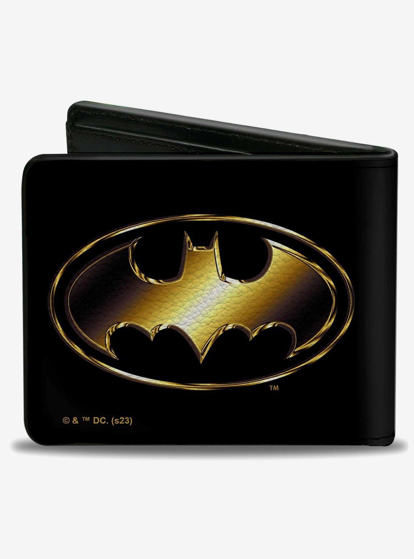 DC Comics Justice League Batman Bat Signal Logo Gold Bifold Wallet, , hi-res