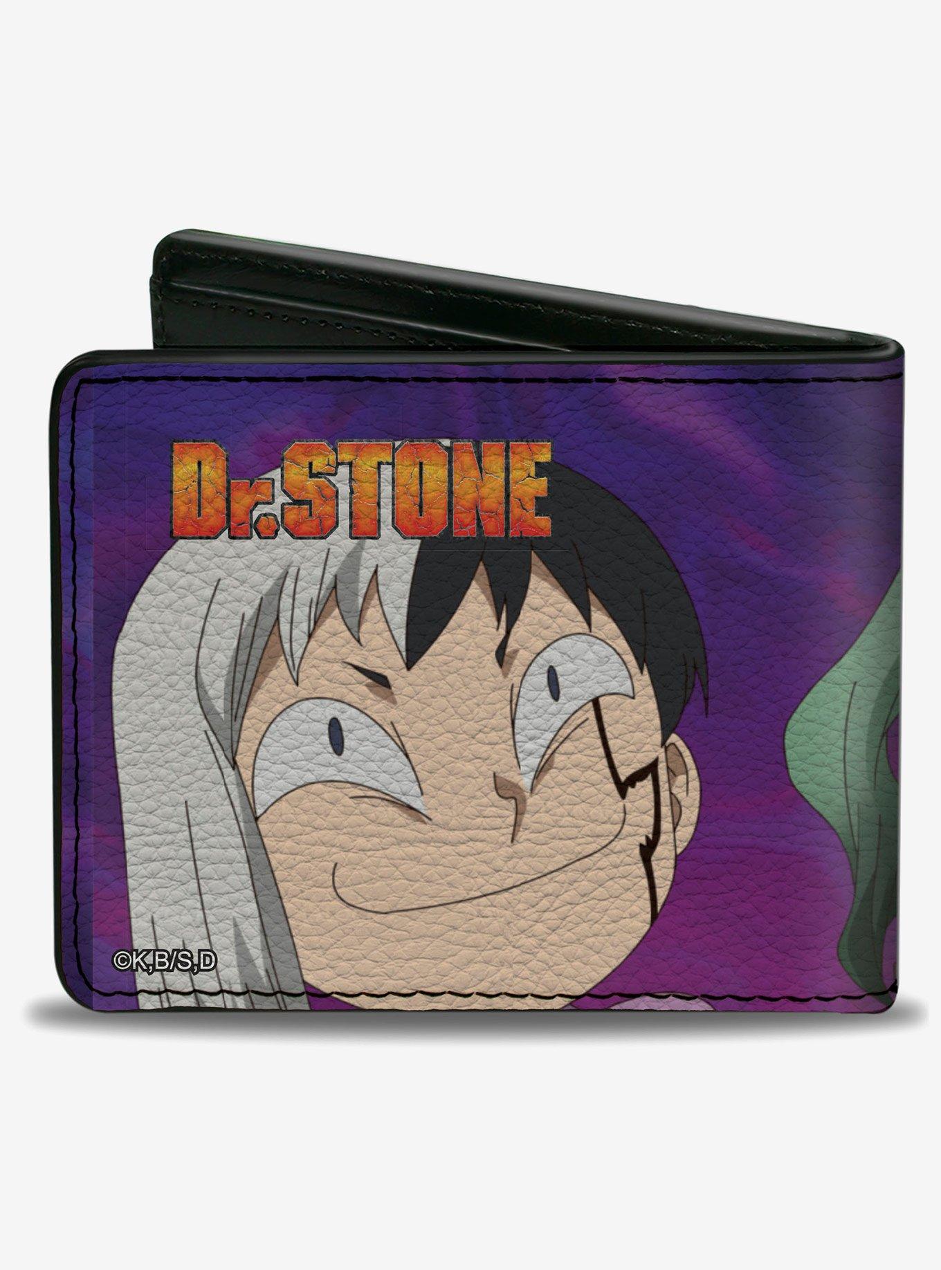 Dr. Stone Gen and Senku Smiling Pose Purples Bifold Wallet, , hi-res