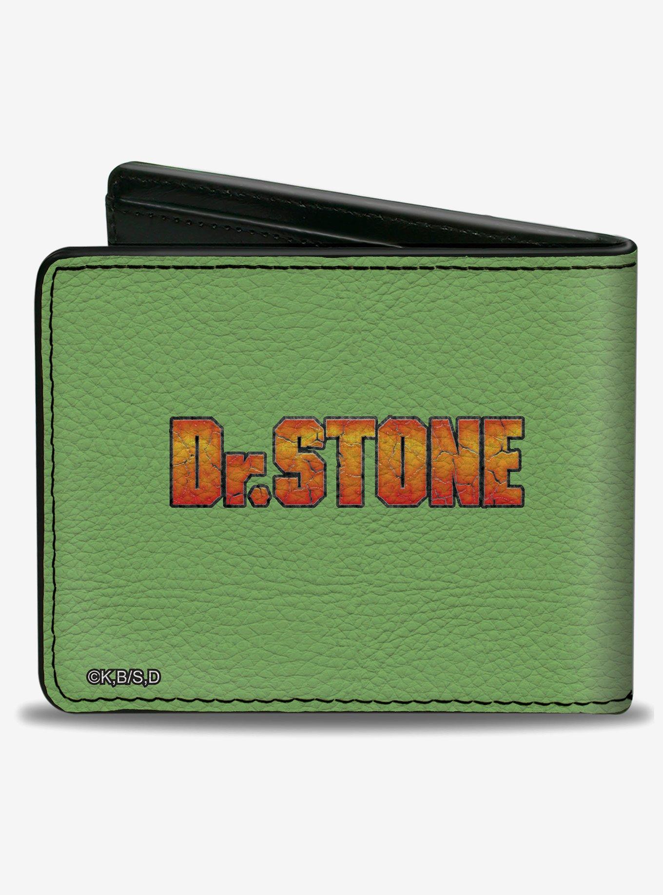 Dr. Stone Suika and Chalk Dancing Pose and Title Logo Greens Bifold Wallet, , hi-res