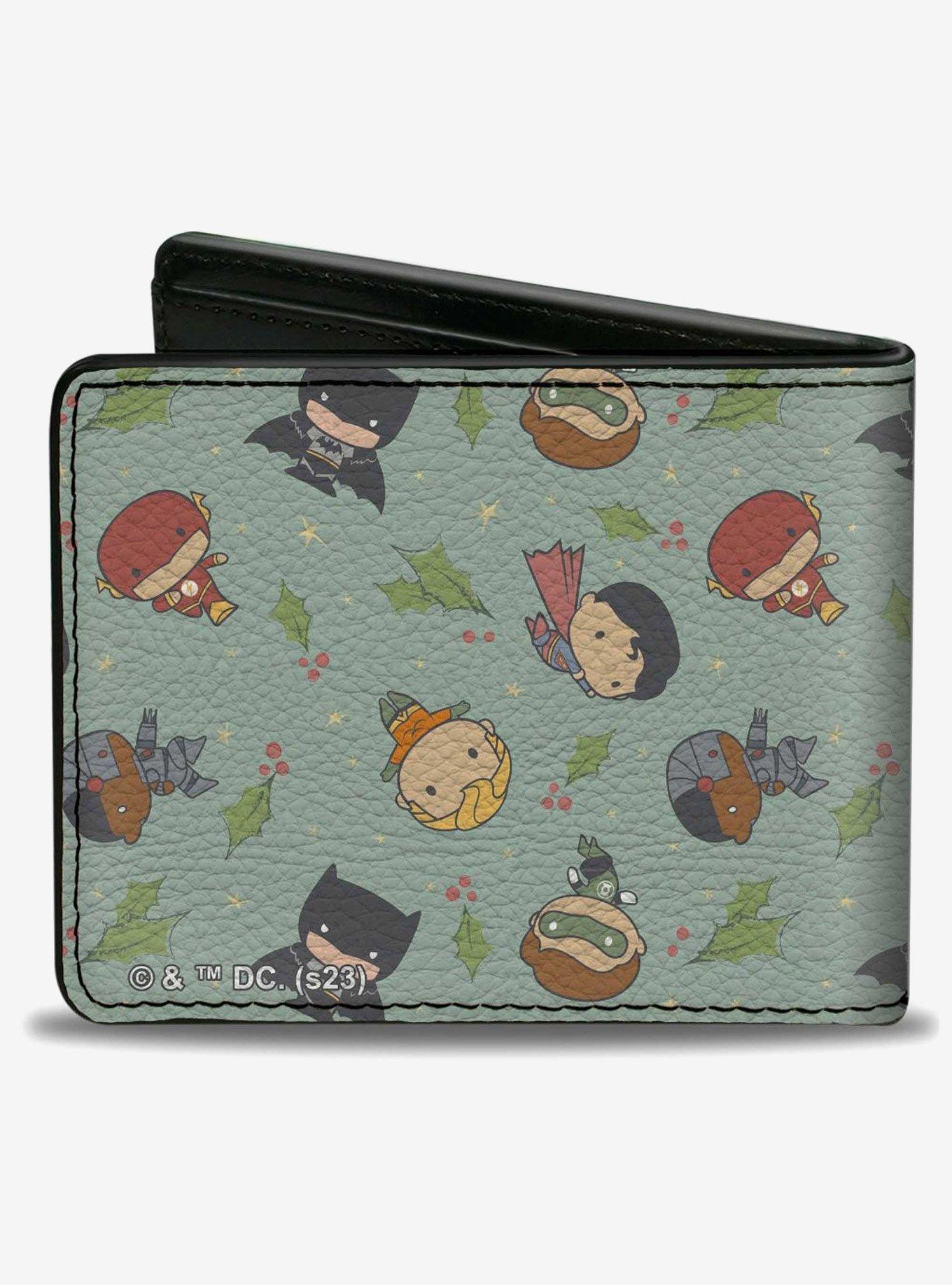 DC Comics Justice League Chibi Holiday Christmas Superhero Poses Holly Bifold Wallet