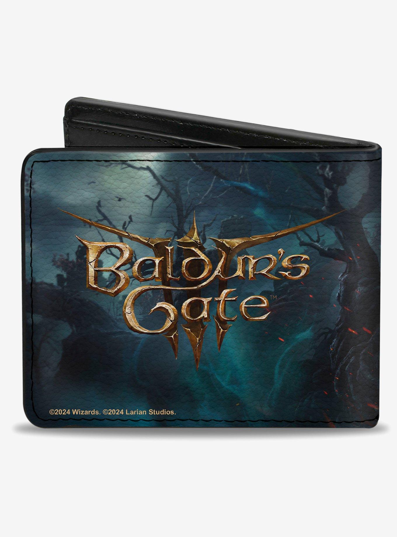 Baldur's Gate 3 Dark Urge Roaring Pose Scene and Title Logo Bifold Wallet, , hi-res