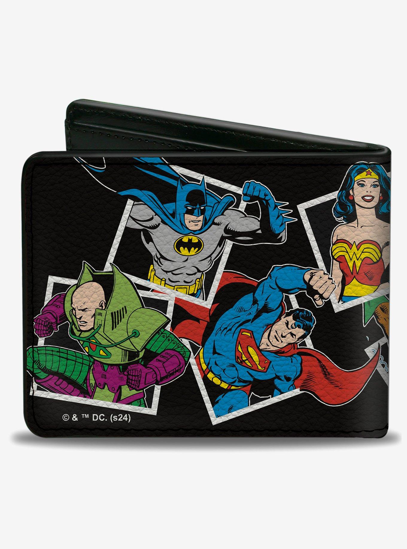 DC Comics Justice League Vintage Superhero and Villain Blocks Bifold Wallet, , hi-res