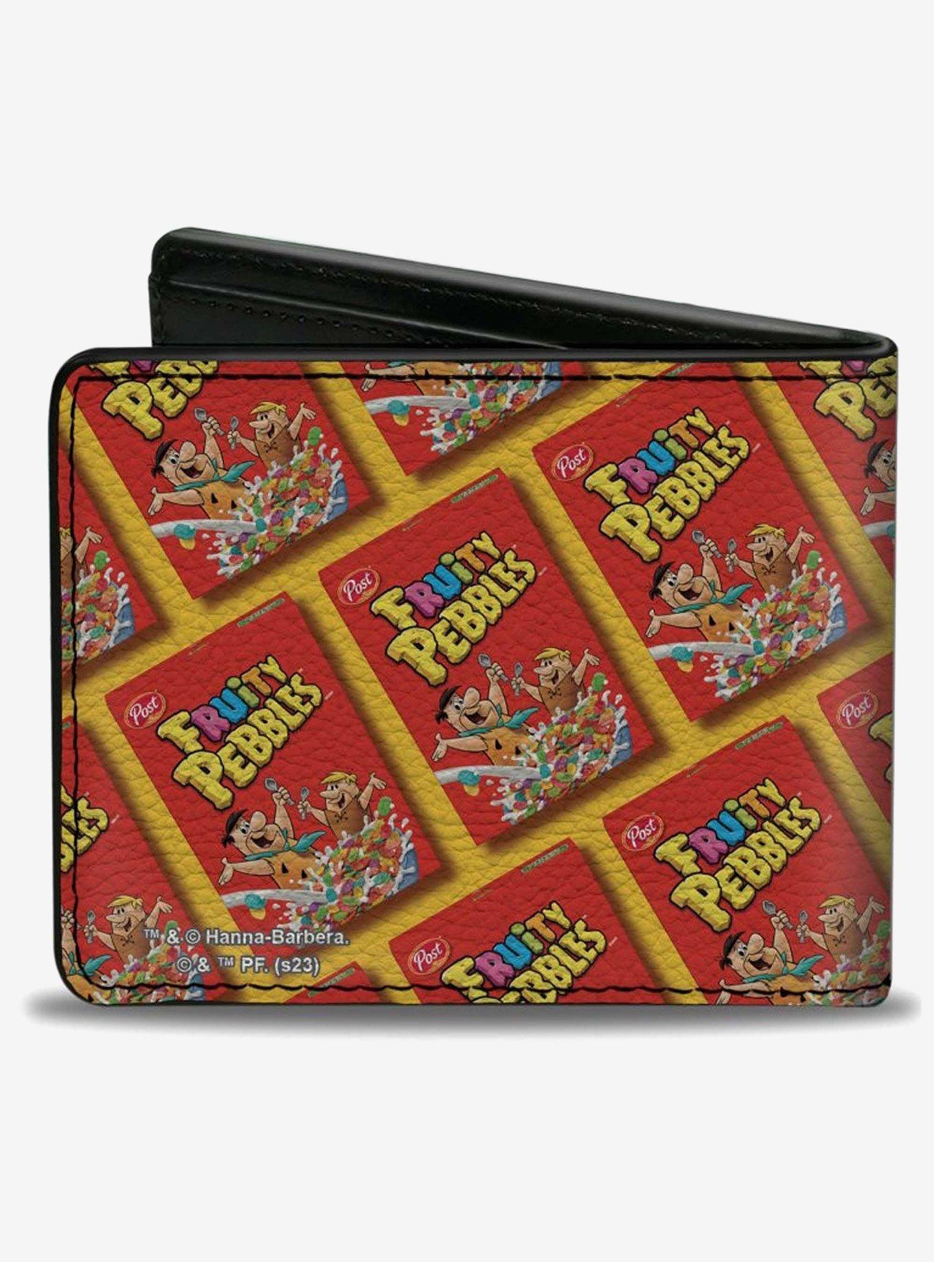 The Flintstones Fruity Pebbles Fred and Barney Cereal Box Repeat Bifold Wallet