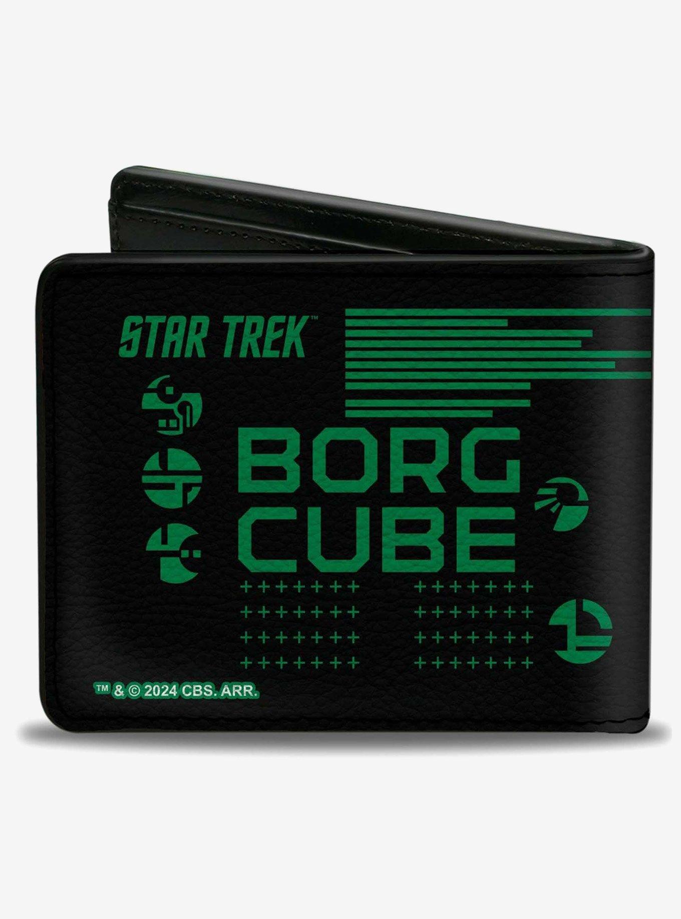Star Trek Borg Cube Resistance Is Futile Icons Green Bifold Wallet, , hi-res