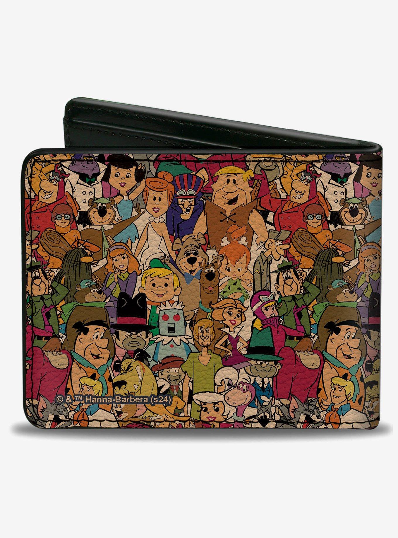 Hanna Barbera Title Logo Mutli Show Characters Stacked Bifold Wallet