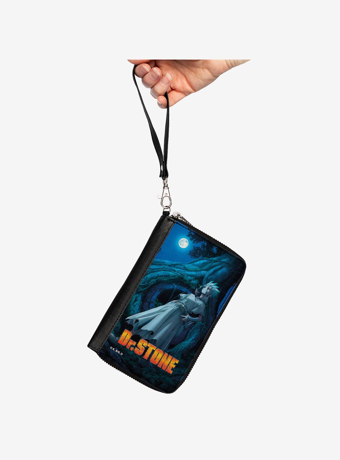 Dr. Stone Senku Ishigami Full Moon Tree Pose and Logo Zip Around Wallet, , hi-res