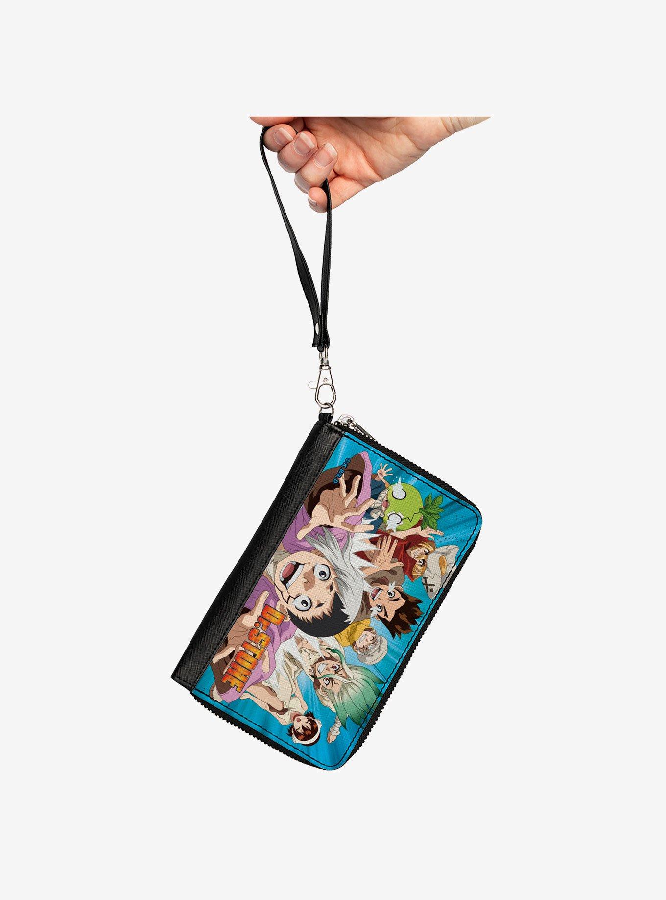 Dr. Stone Character Group Rays Pose and Title Logo Zip Around Wallet, , hi-res