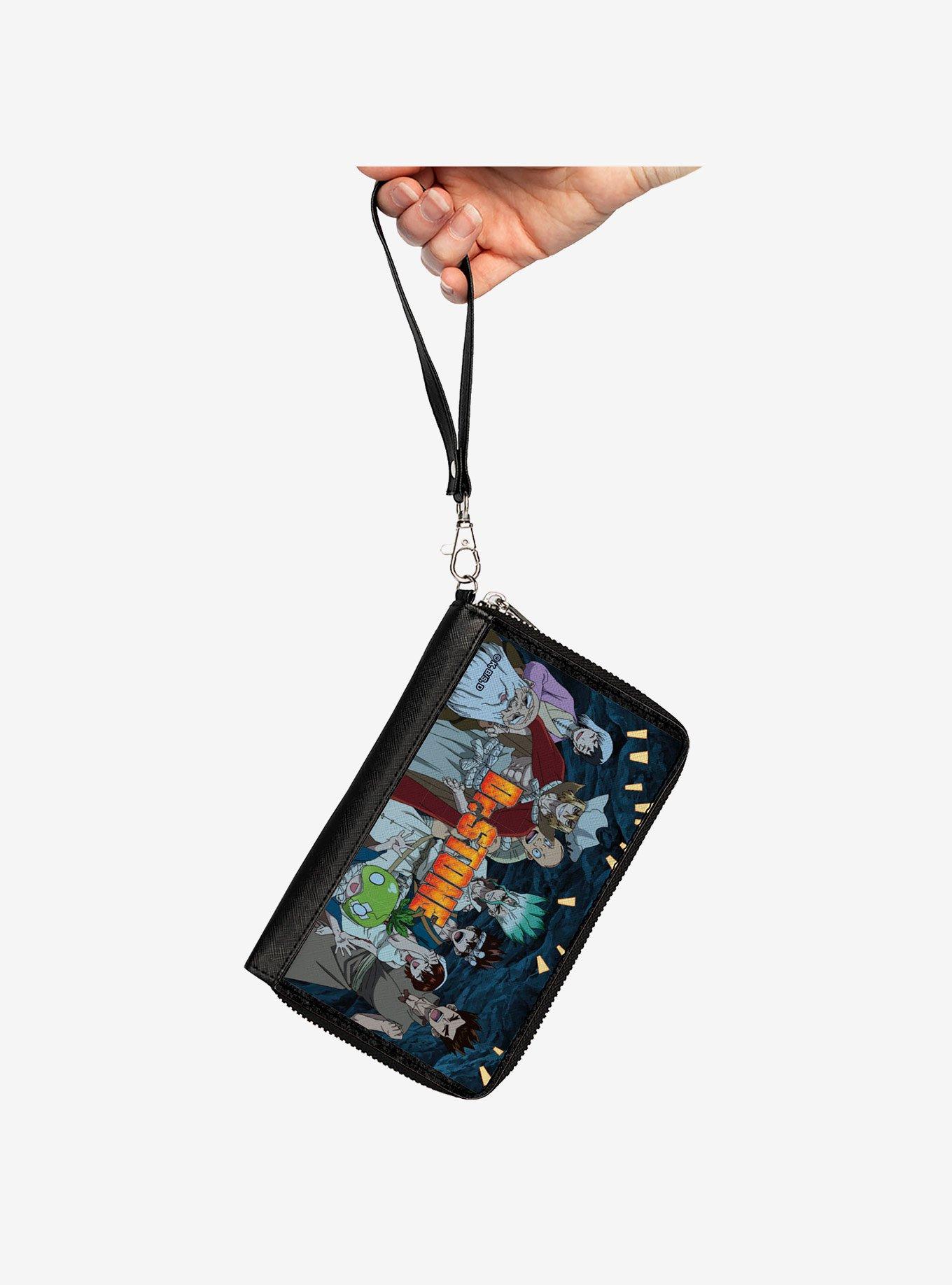 Dr. Stone Nine Character Group Cave Pose and Title Logo Zip Around Wallet, , hi-res