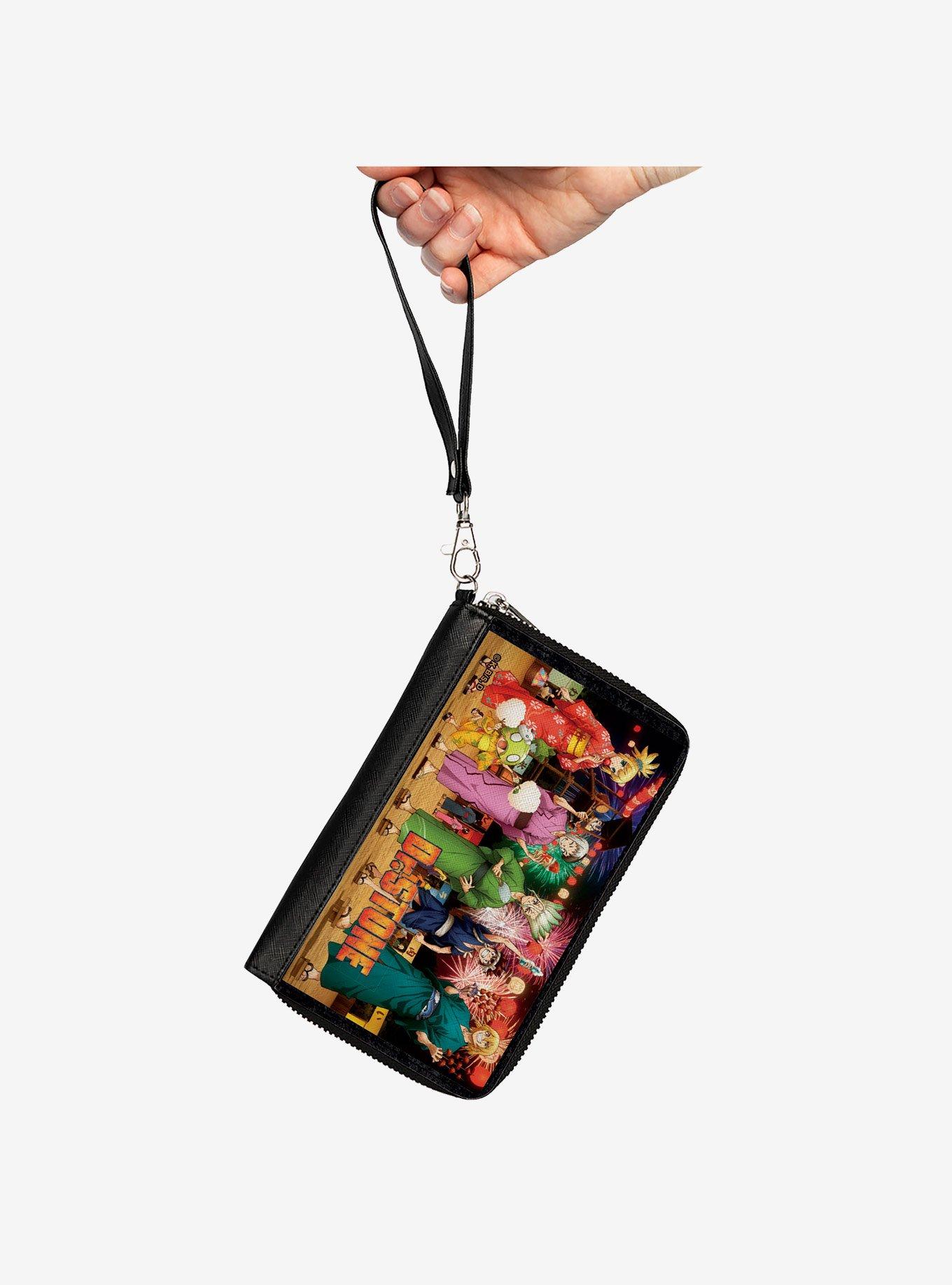 Dr. Stone Six Character Festival Pose and Title Logo Zip Around Wallet, , hi-res