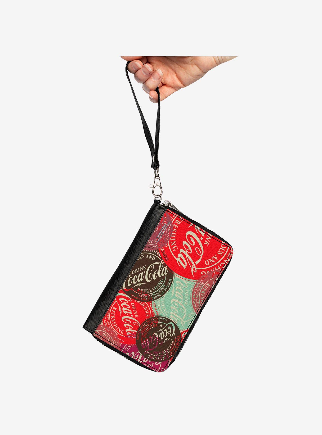 Coca-Cola Drink Coca Cola Coke Patches Stacked Zip Around Wallet, , hi-res
