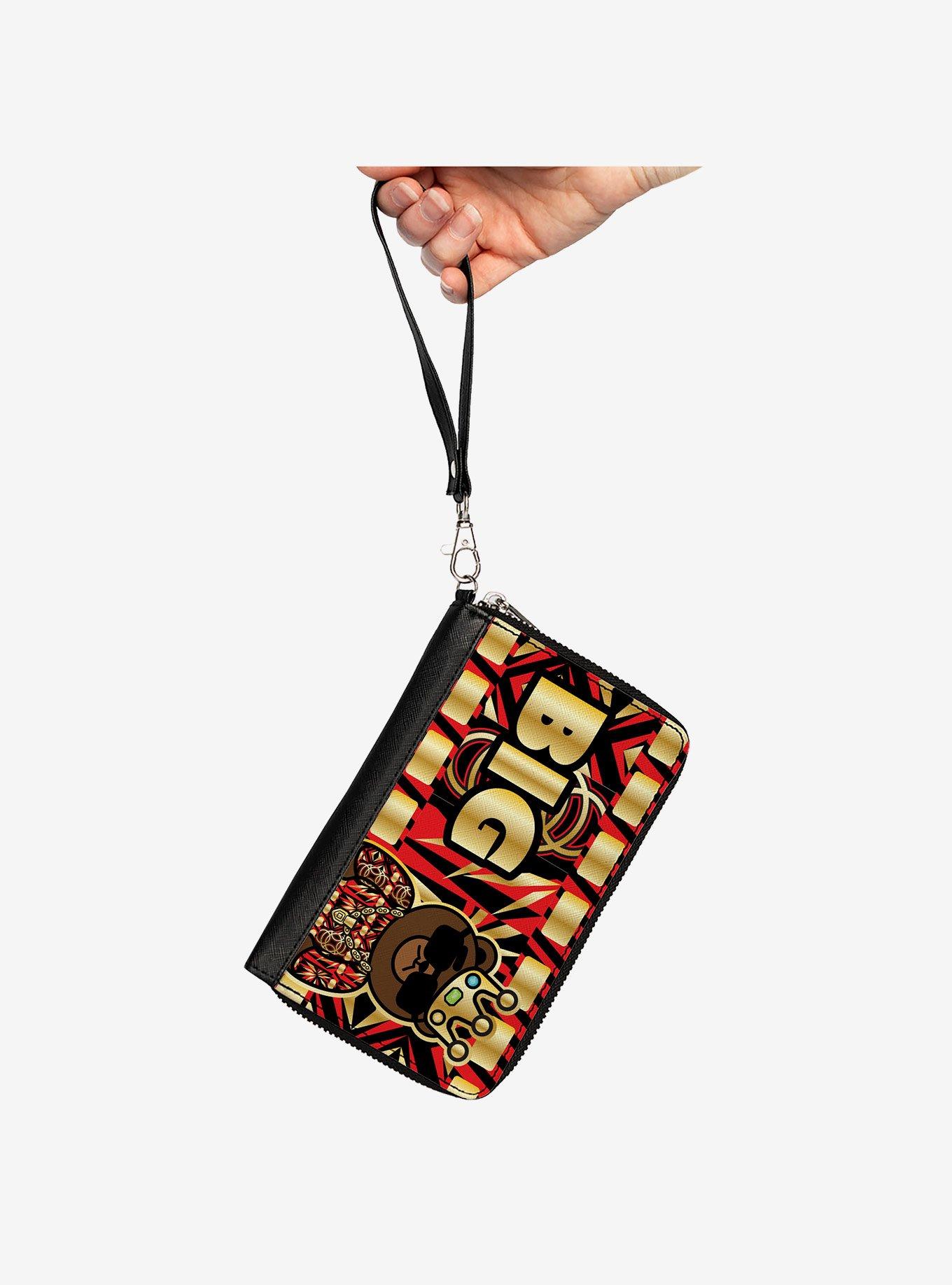 Blinged Out Big Bear Face Close Up Zip Around Wallet, , hi-res