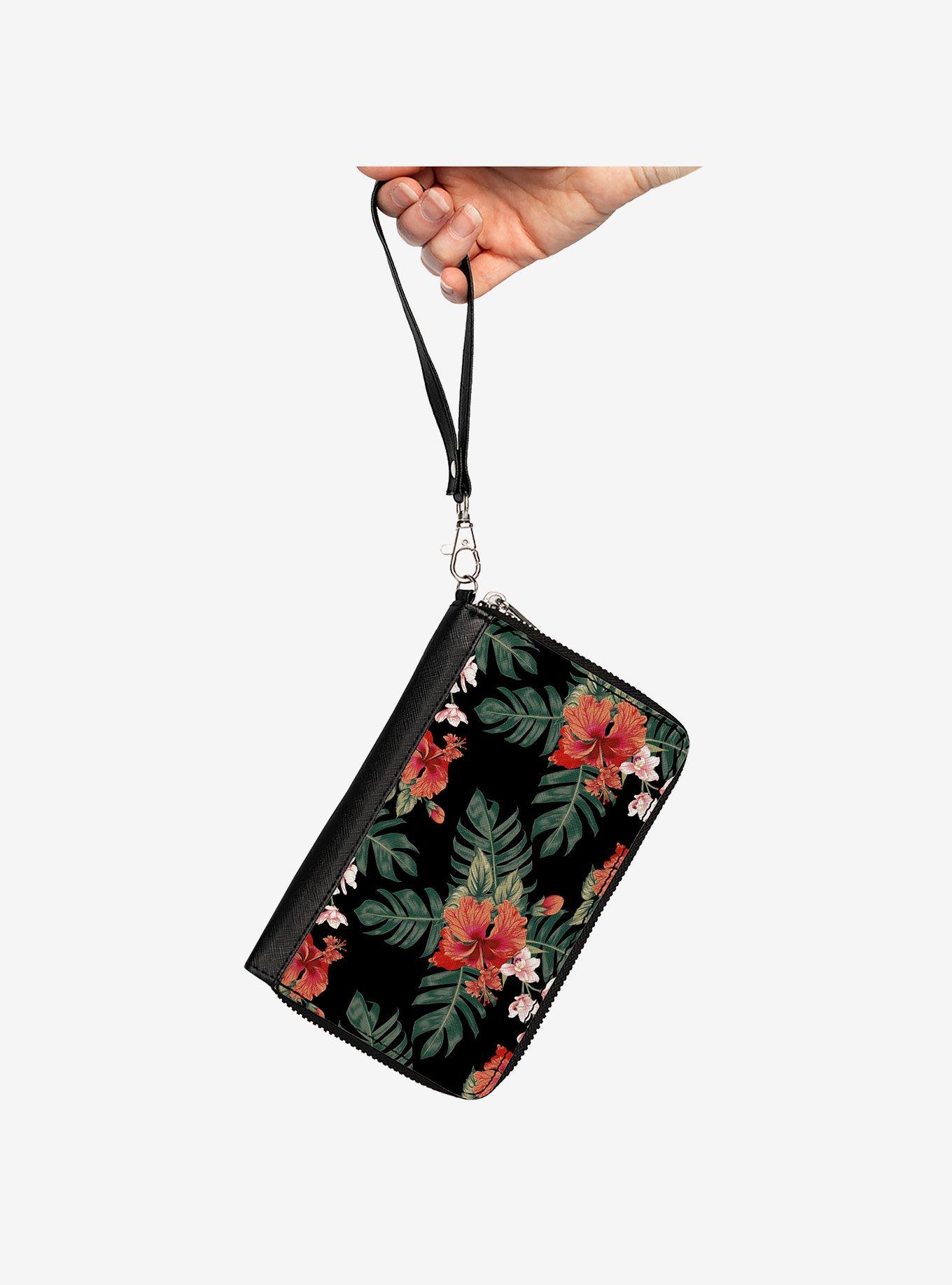 Tropical Flora Greens Zip Around Wallet, , hi-res