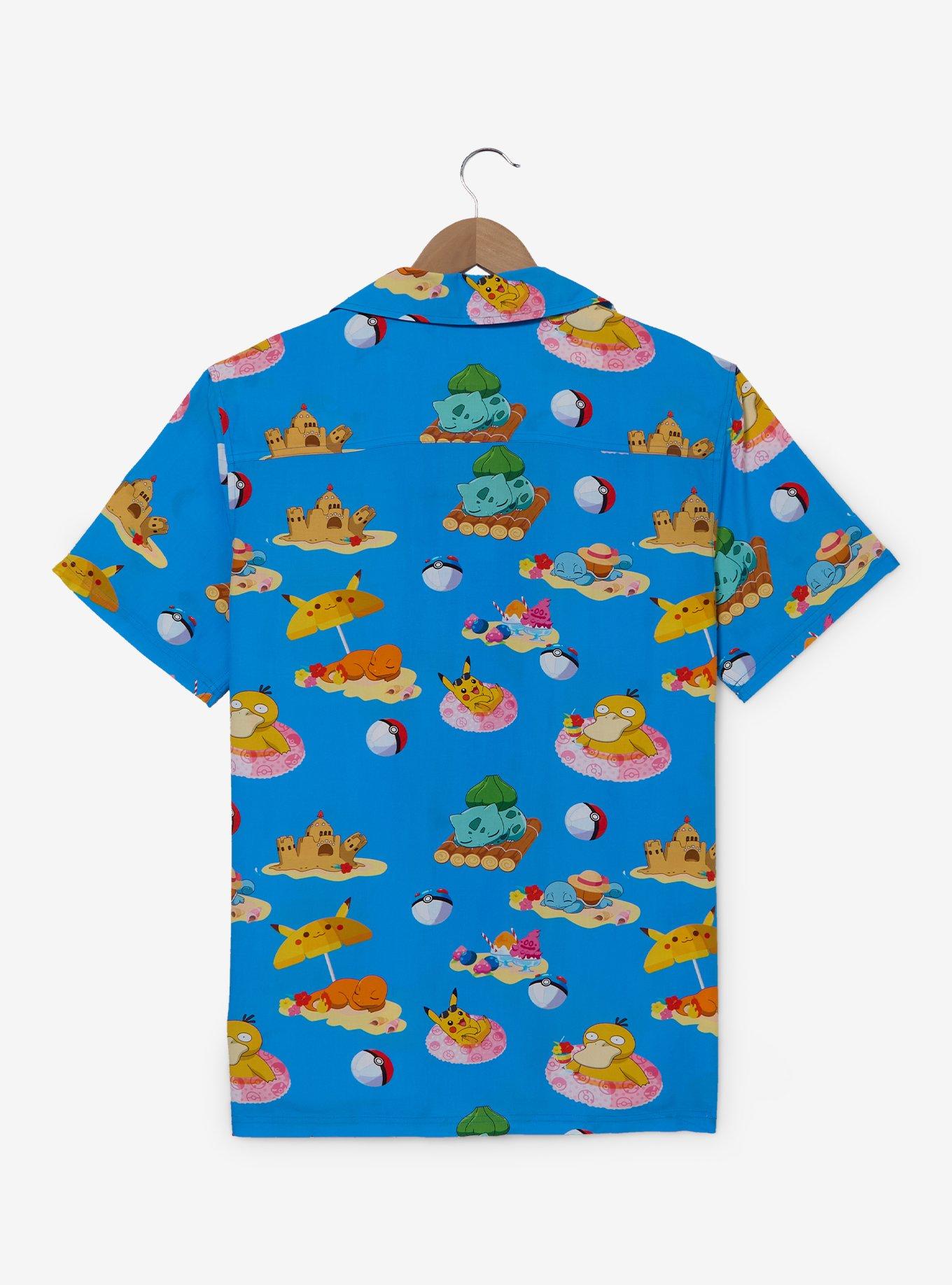 Pok&eacute;mon Beach Day Allover Print Woven Button-Up &mdash; BoxLunch Exclusive, , hi-res