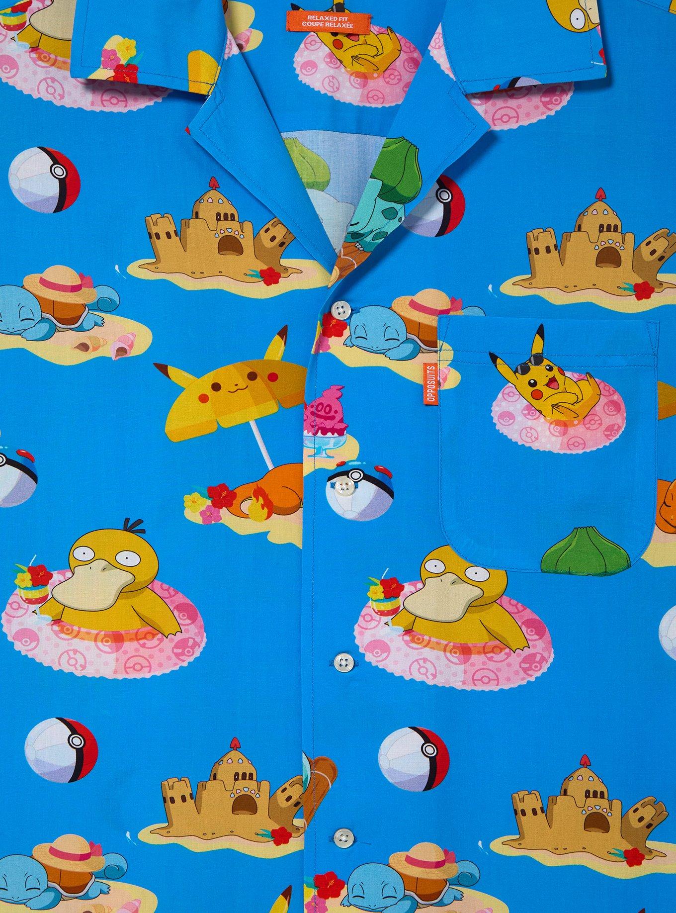 Pok&eacute;mon Beach Day Allover Print Woven Button-Up &mdash; BoxLunch Exclusive, BLUE, alternate