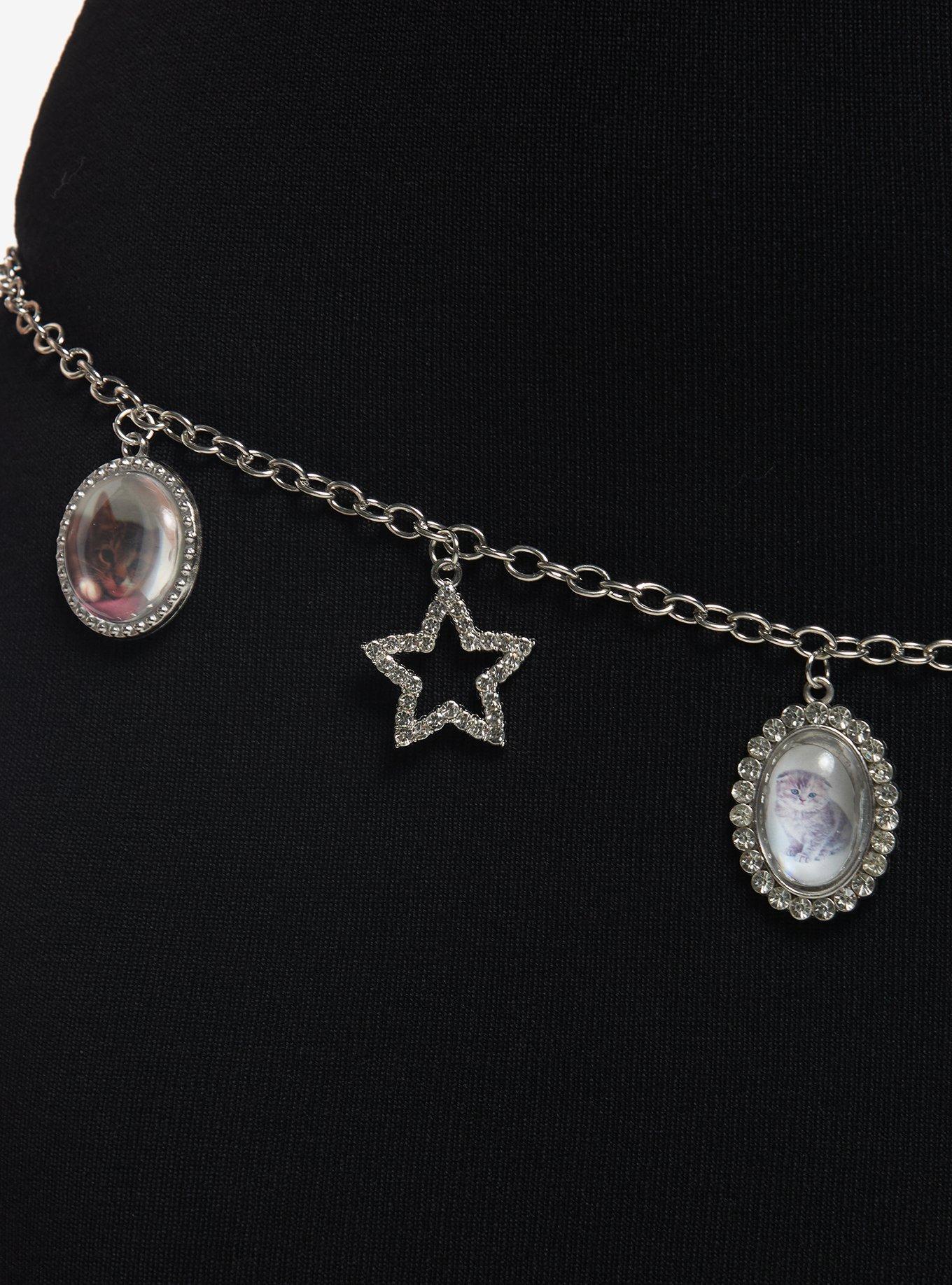 Cat Portrait Bling Star Chain Belt, , hi-res