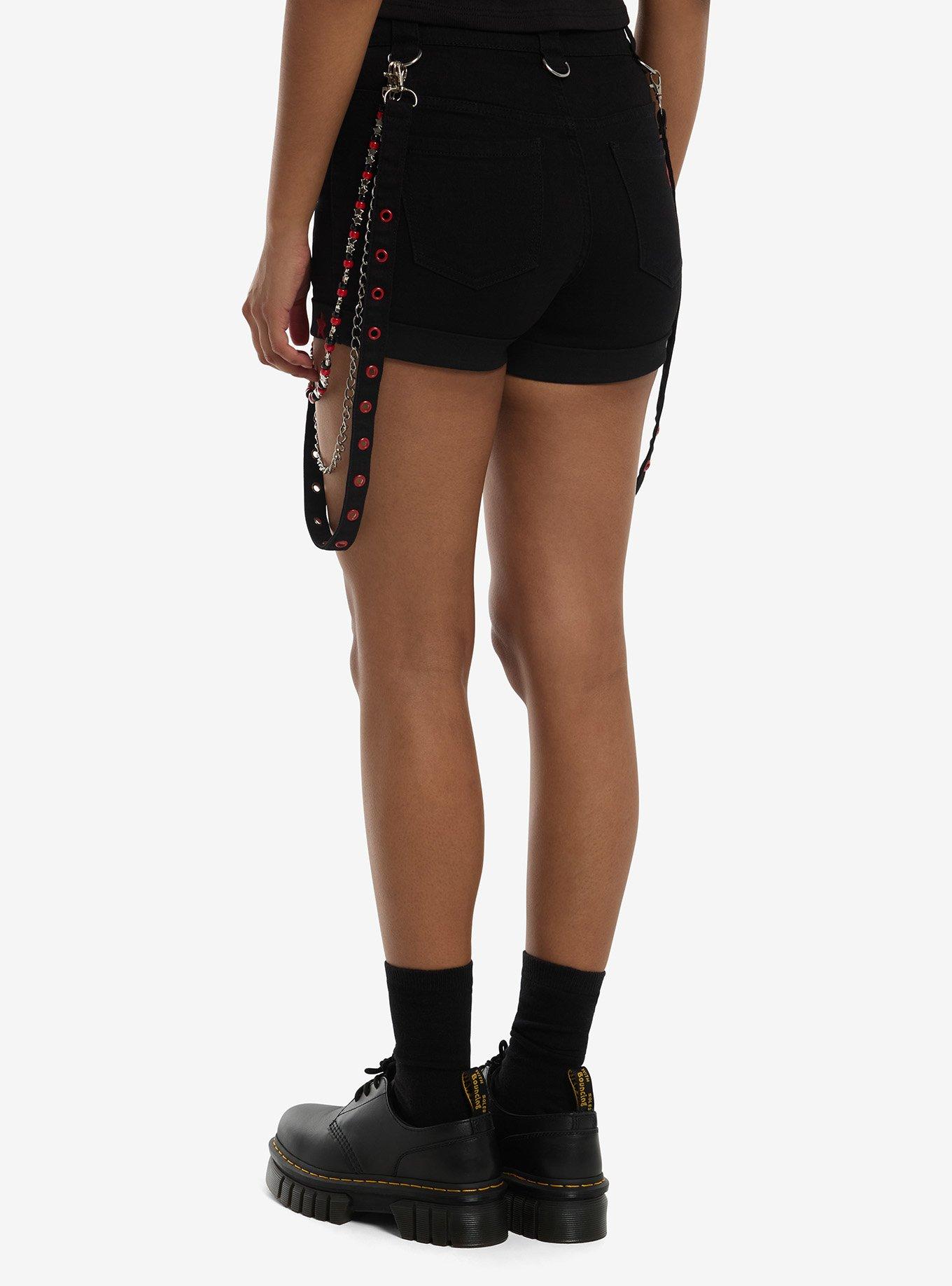 Social Collision Star Key Chain & Side Chains Suspender Shorts, , hi-res