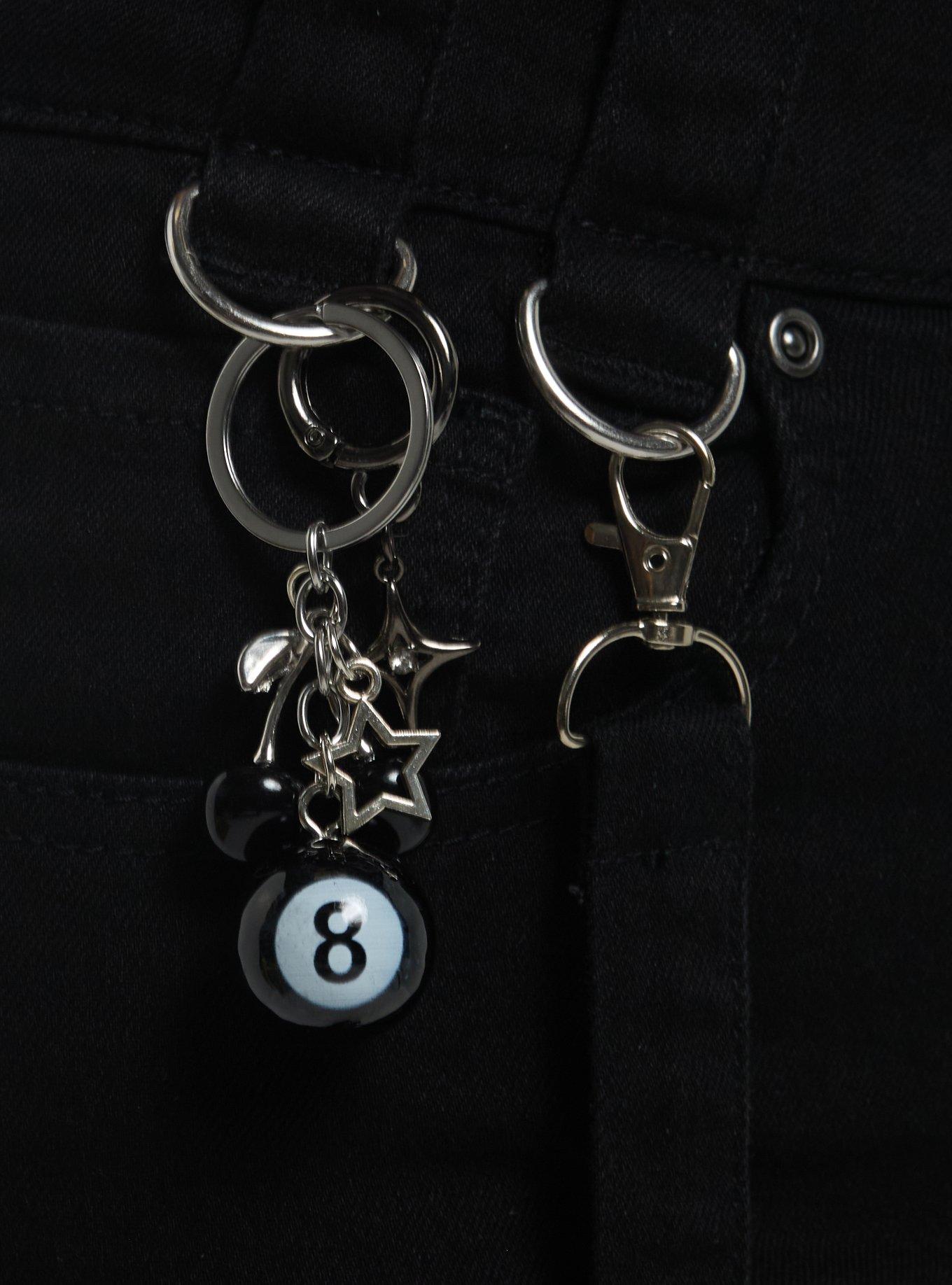 Social Collision Star Key Chain & Side Chains Suspender Shorts, MULTI, alternate