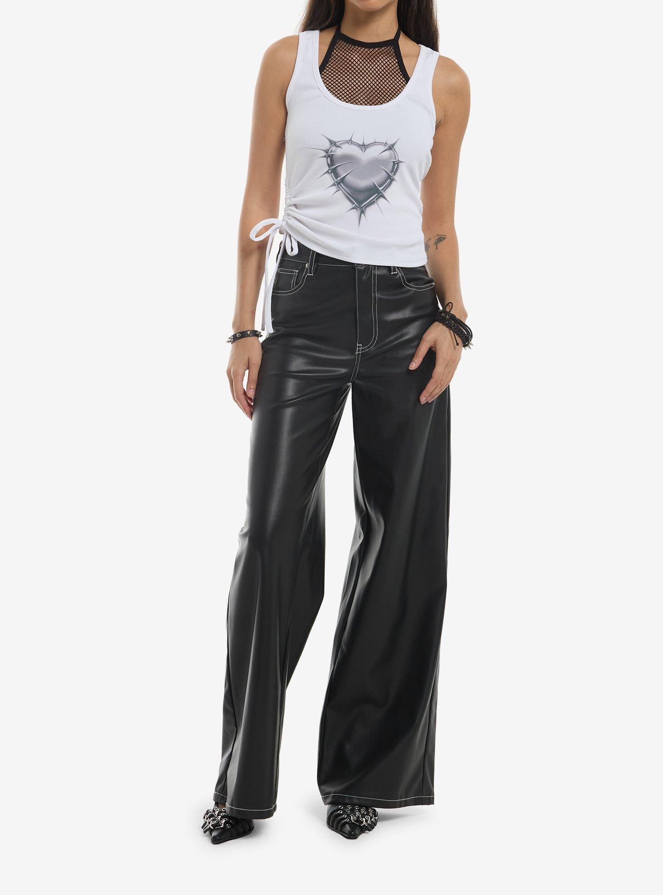 Social Collision Spiked Heart Ruched Girls Tank Top, , hi-res