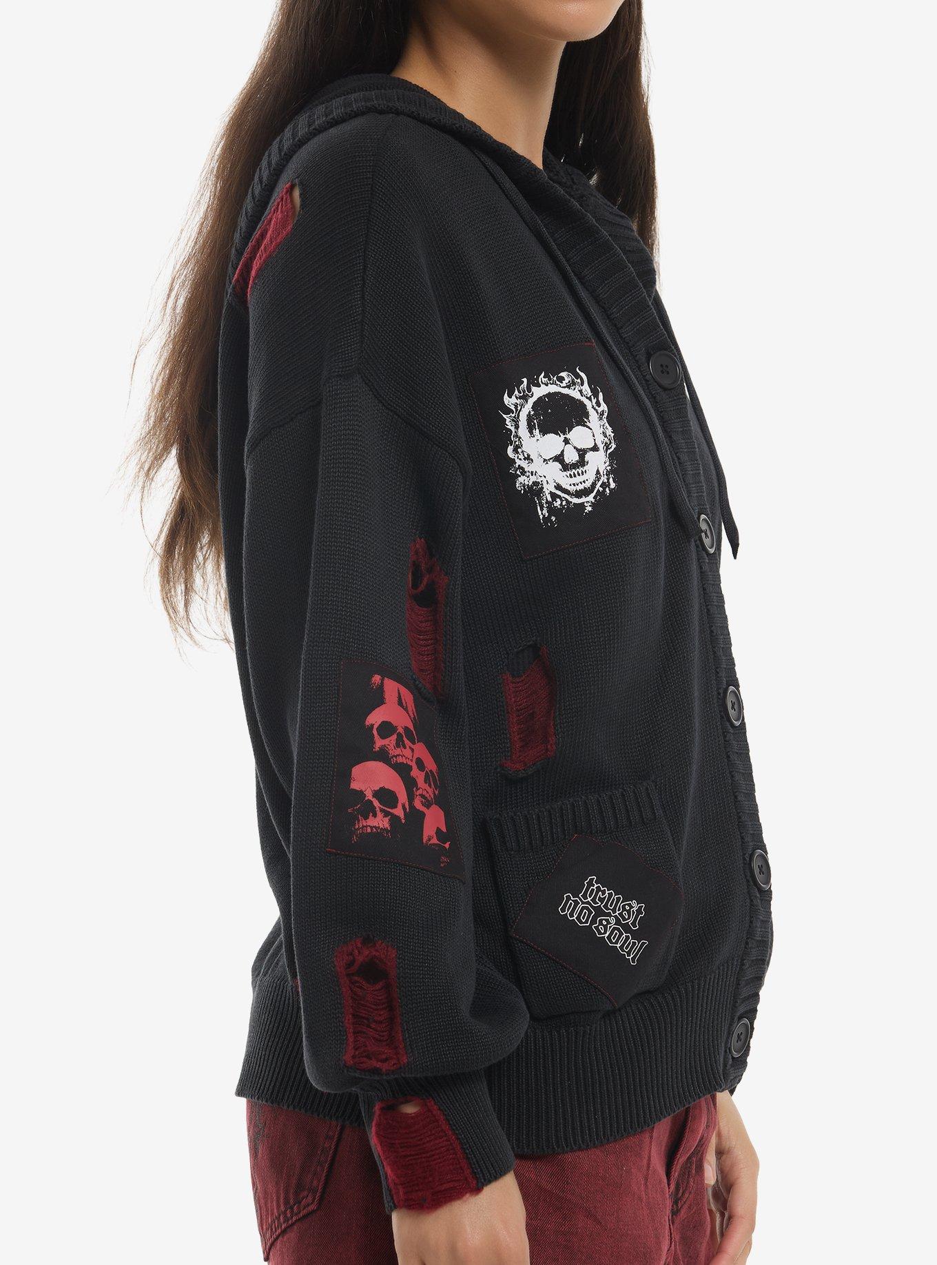 Social Collision Trust No Soul Girls Knit Hoodie, MULTI, alternate