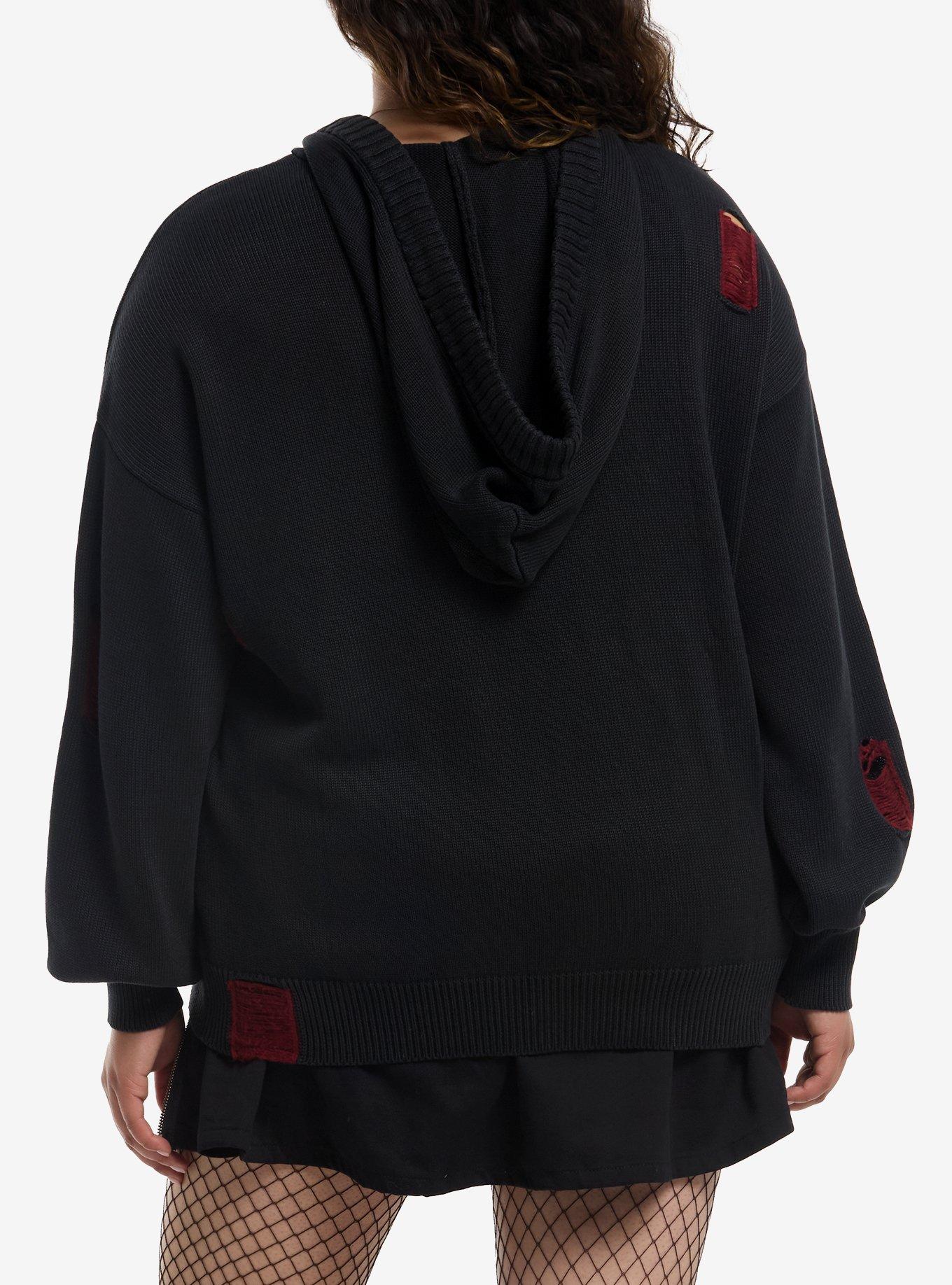 Social Collision Trust No Soul Girls Knit Hoodie Plus Size, , hi-res